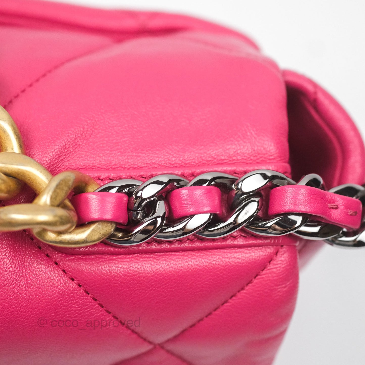 Chanel 19 Large (Medium) Dark Pink Goatskin Mixed Hardware