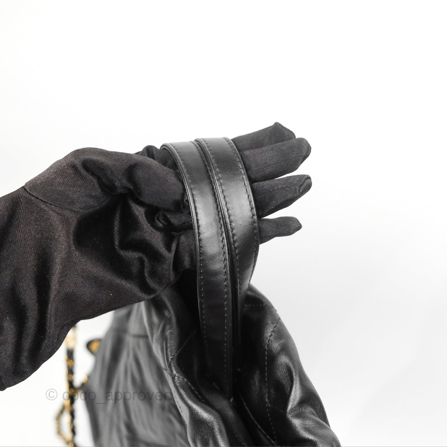 Chanel 22 Medium Backpack Quilted Black Shiny Calfskin Aged Gold Hardware