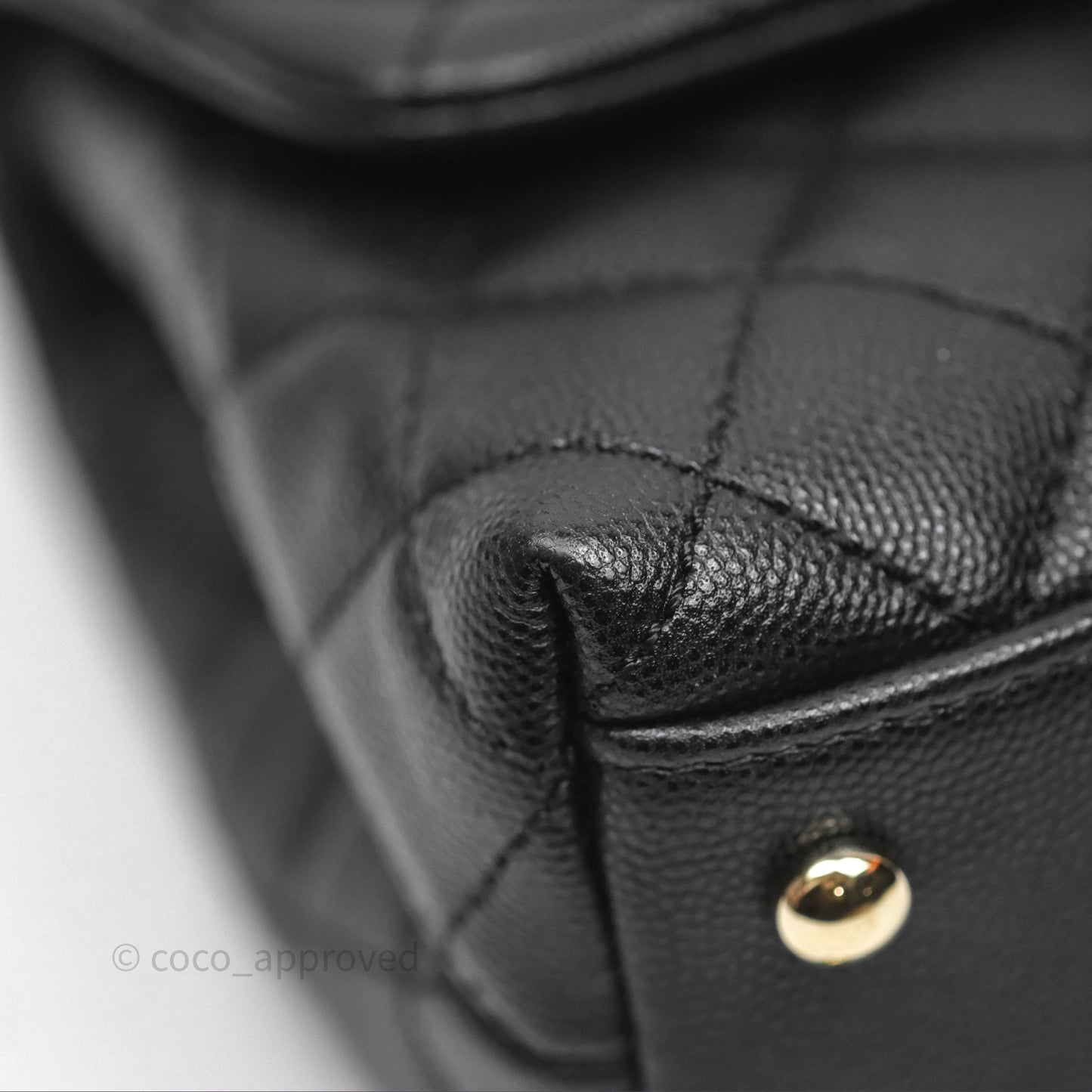 Chanel Small Coco Handle Quilted Black Caviar Gold Hardware