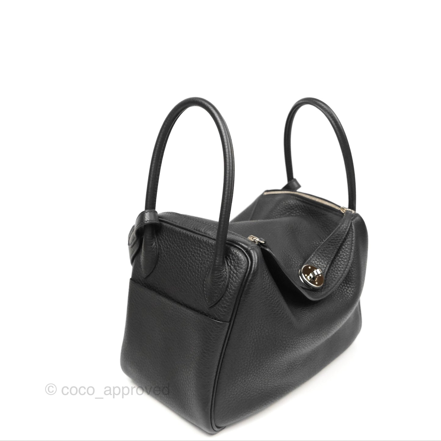 Hermès Lindy 26 Black Clemence Silver Hardware