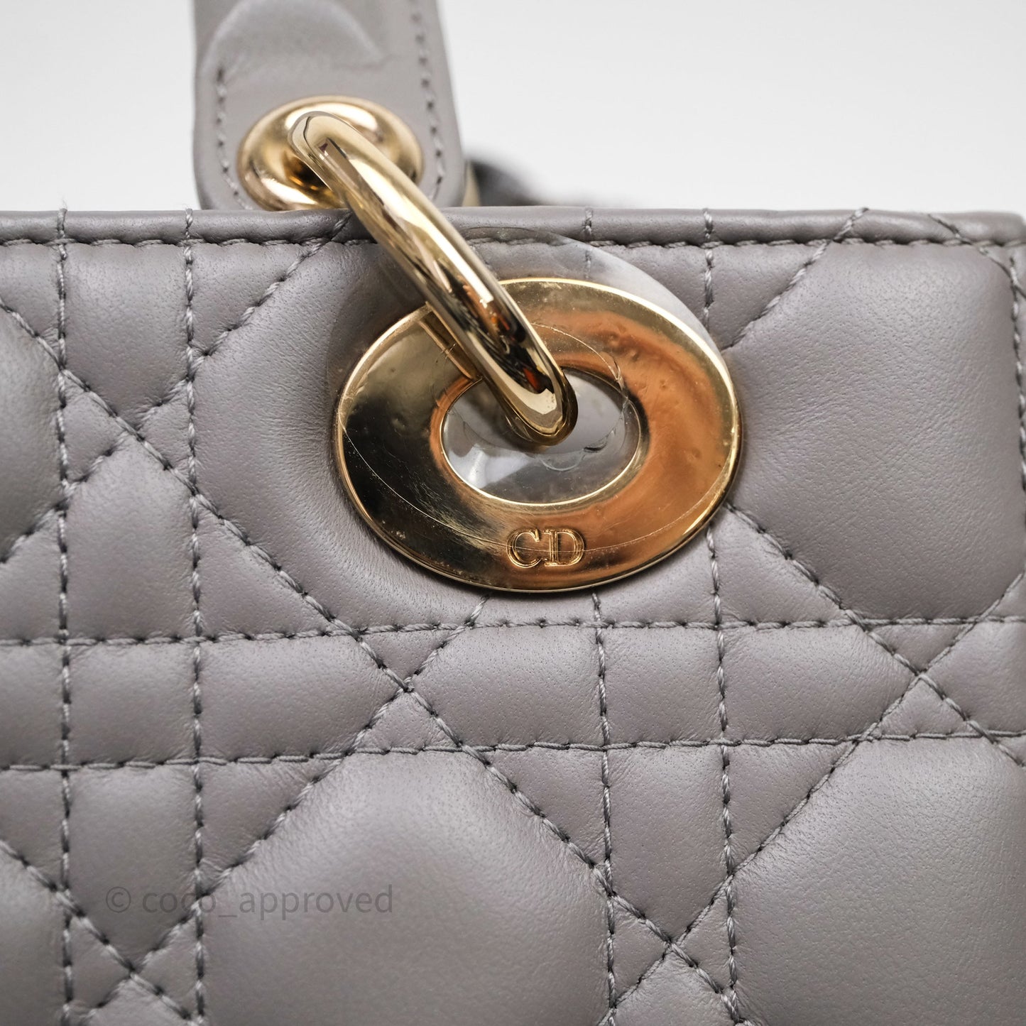 Christian Dior Small Lady Dior Grey Lambskin Gold Hardware