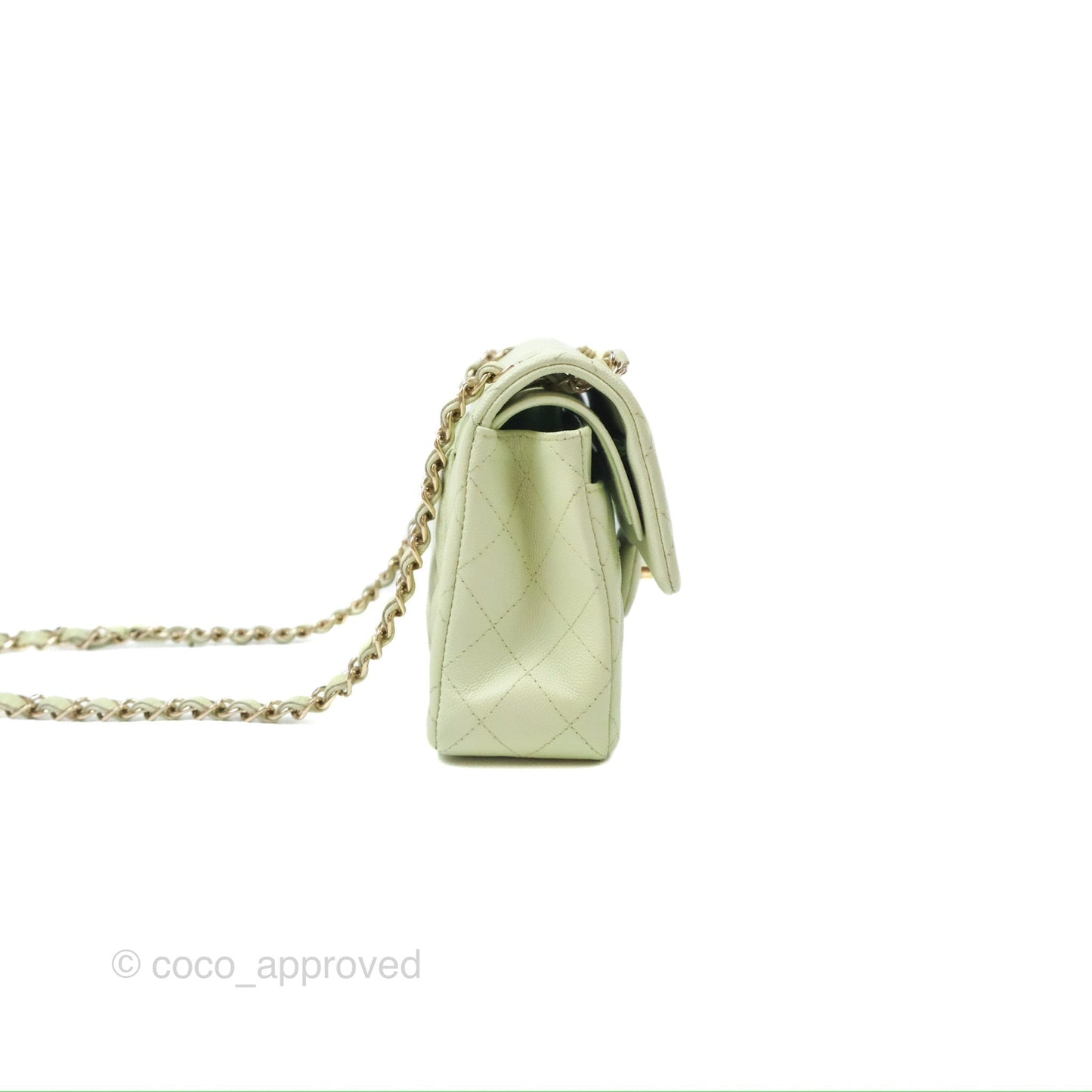 Chanel Small Quilted Classic Flap Mint Green Caviar Gold Hardware 22C