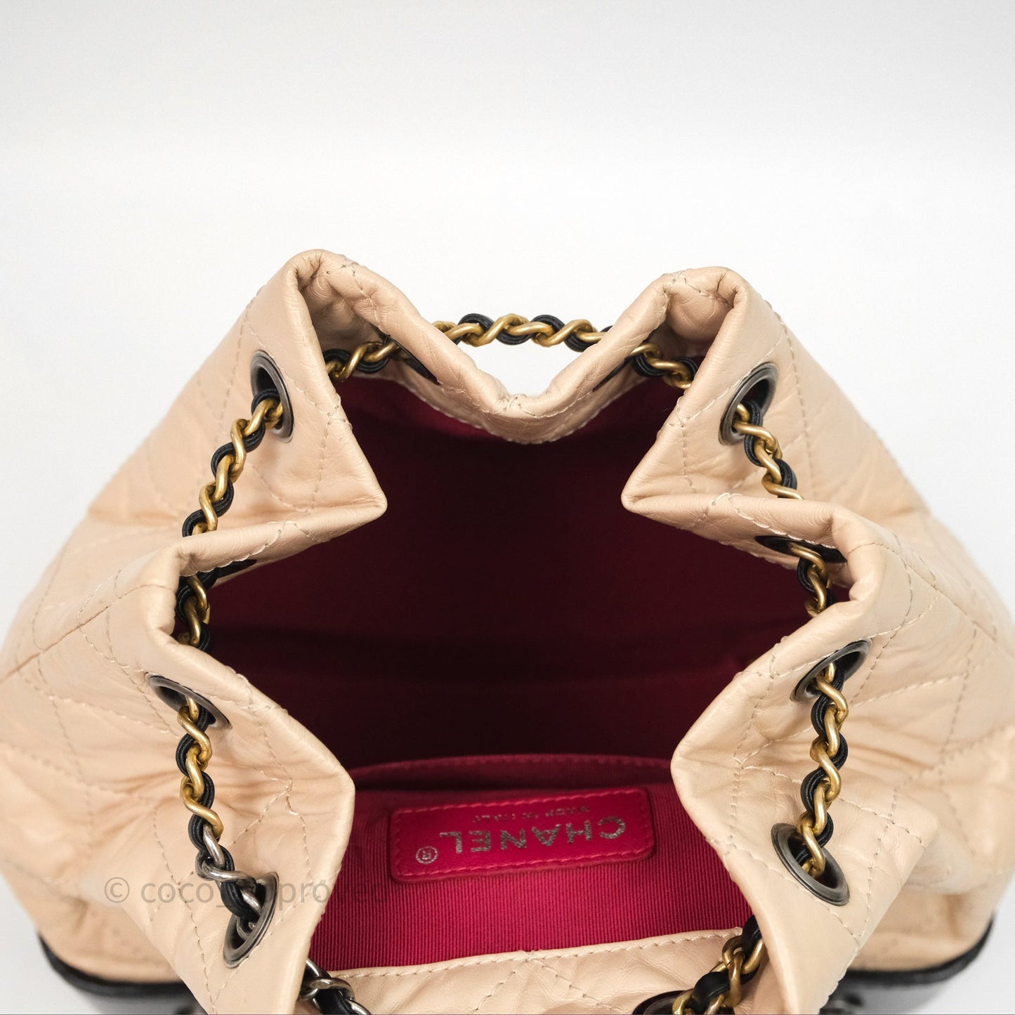 Chanel Quilted Small Gabrielle Backpack Black/Beige Aged Calfskin