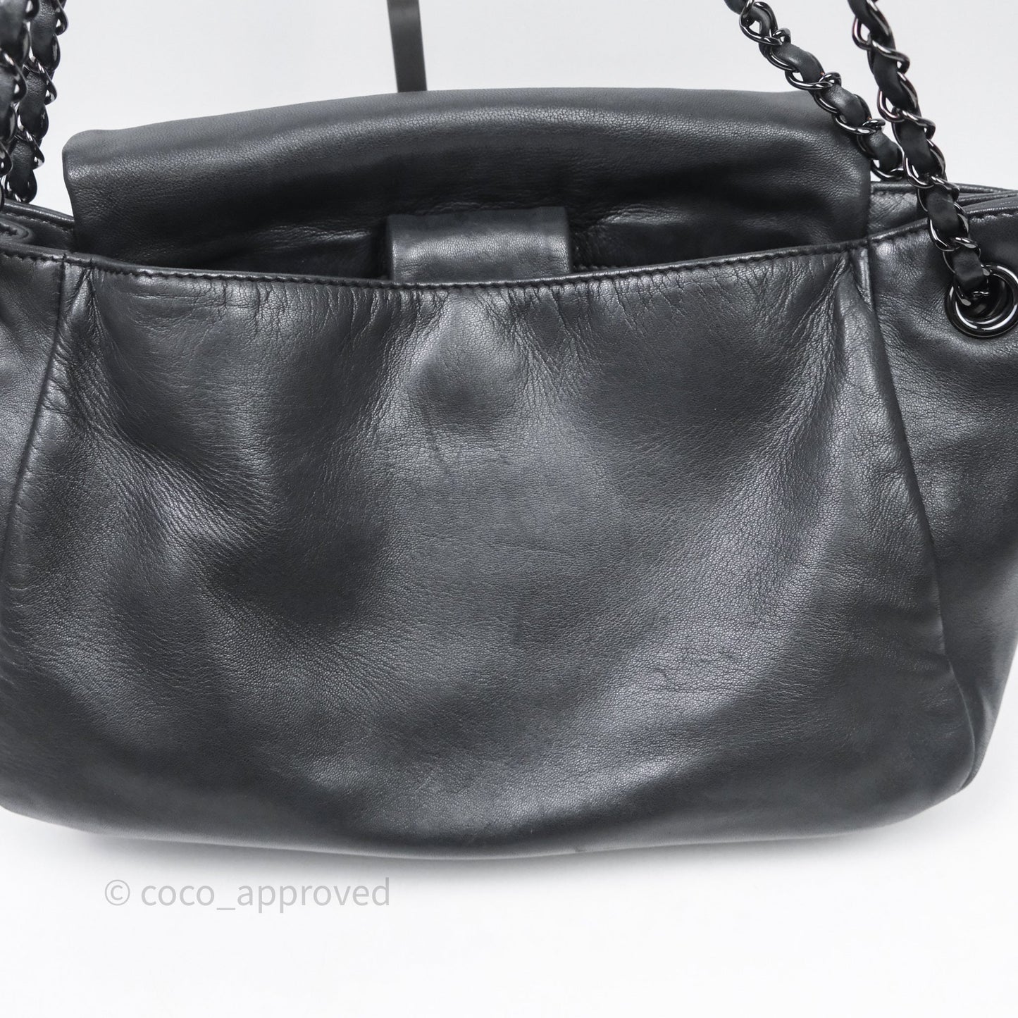 Chanel Lambskin Studded Accordion Black CC Flap Bag So Black Hardware