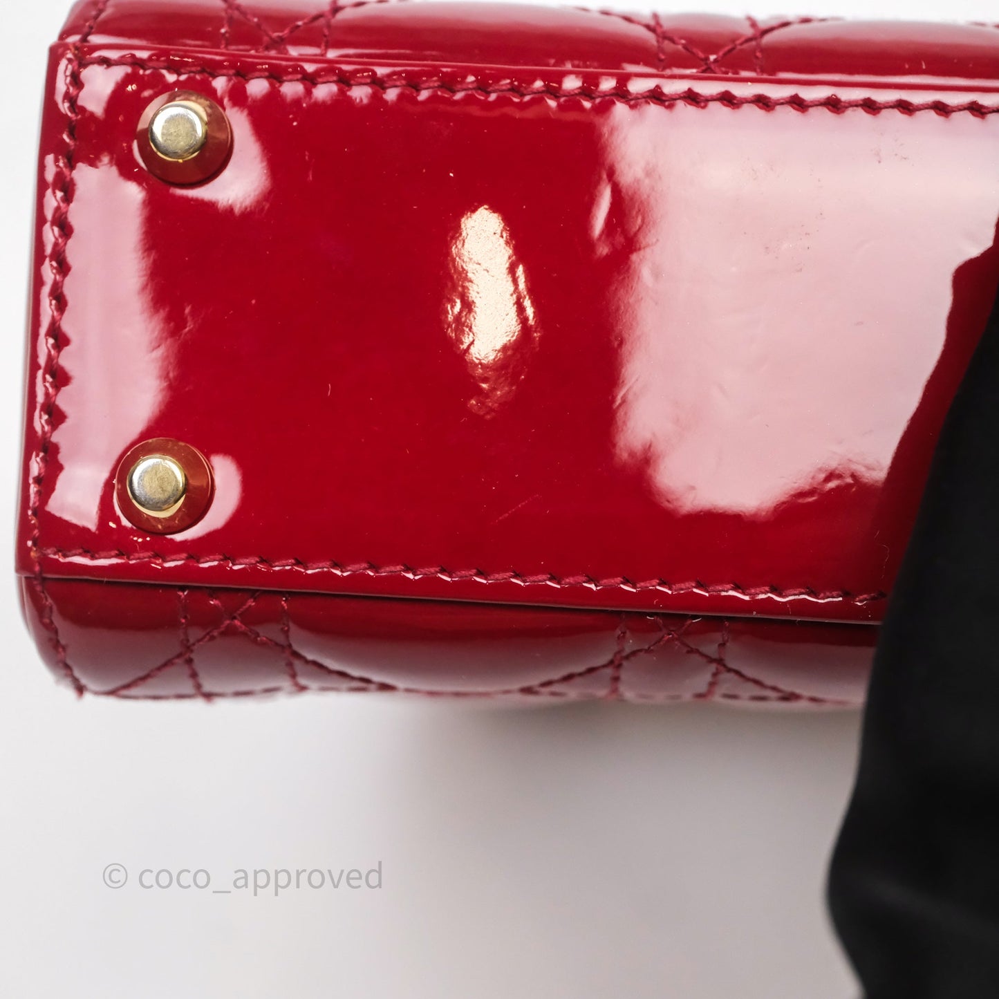 Christian Dior Mini Lady Dior Bag Red Patent Gold Hardware