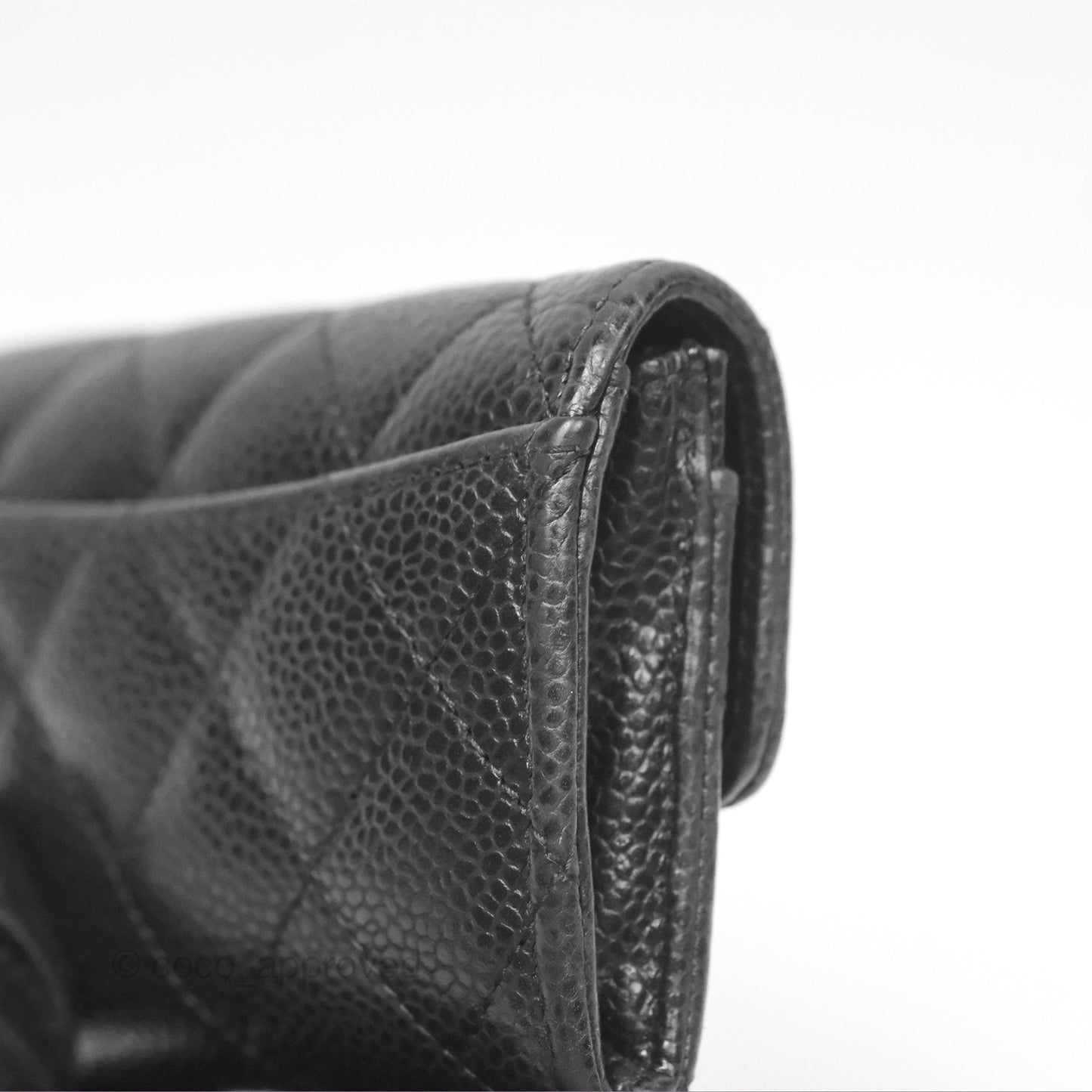 Chanel Classic Quilted Flap Card Holder Black Caviar Silver Hardware