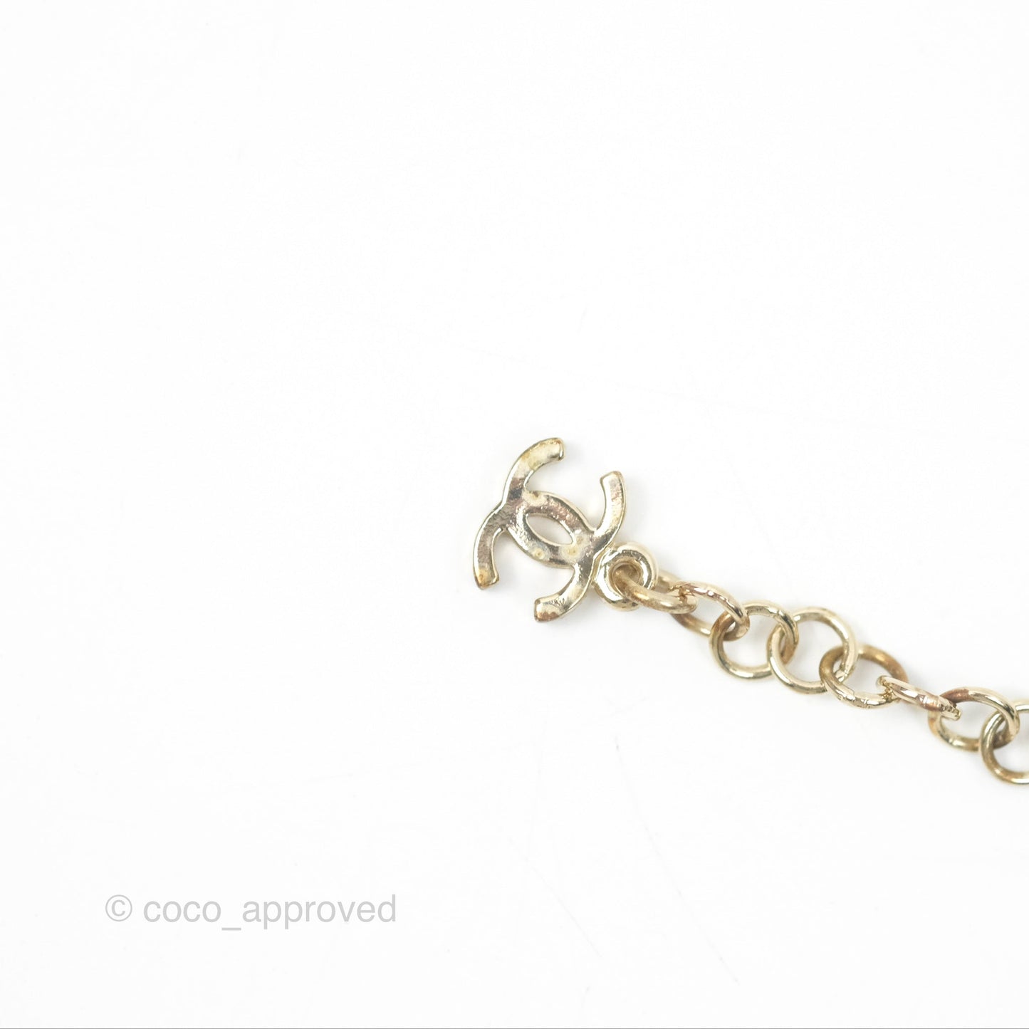 Chanel CC Pearl Double Necklace Gold Tone 17K