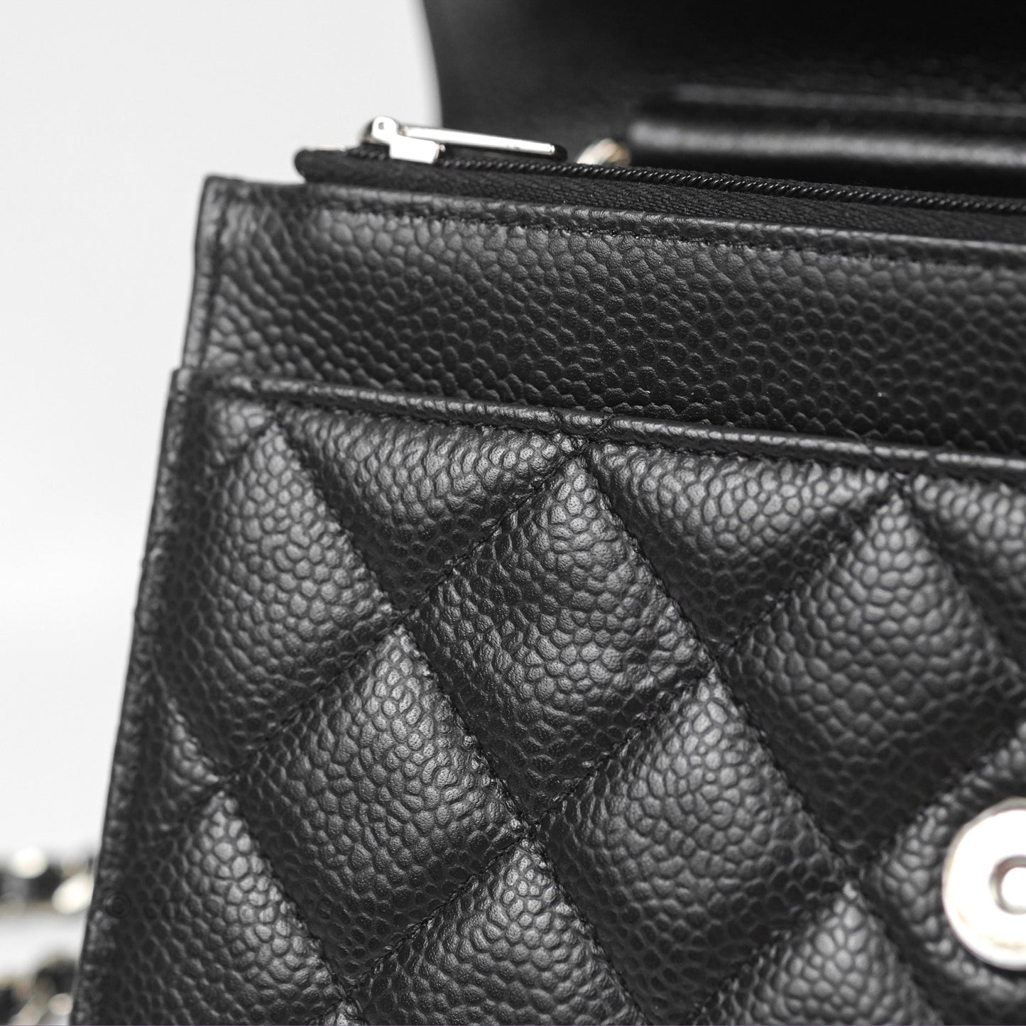 Chanel Quilted Classic Wallet On Chain WOC Black Caviar Silver Hardware