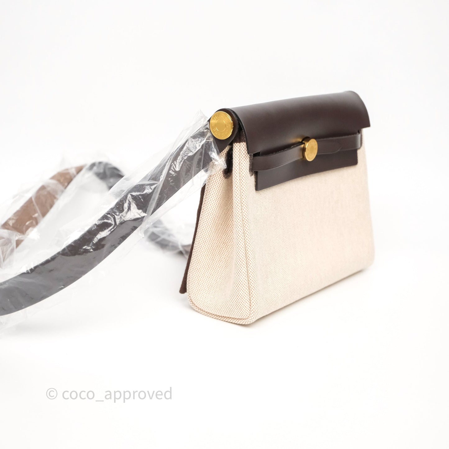 Hermès Herbag Zip 20 Mini Ecru Beige 14/ Ebene 46 Canvas Gold Hardware