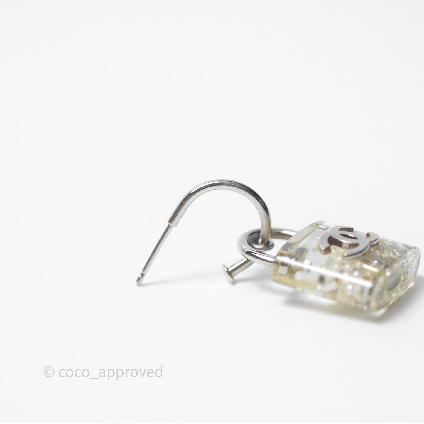 Chanel CC Padlock Resin Drop Earrings 14K