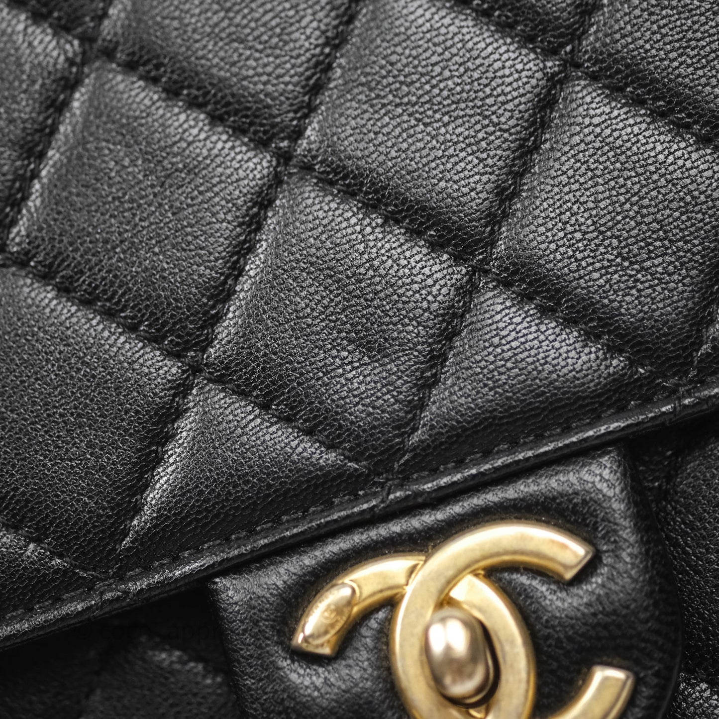 Chanel Quilted Chic Logo Pearls Flap Black Goatskin Aged Gold Hardware