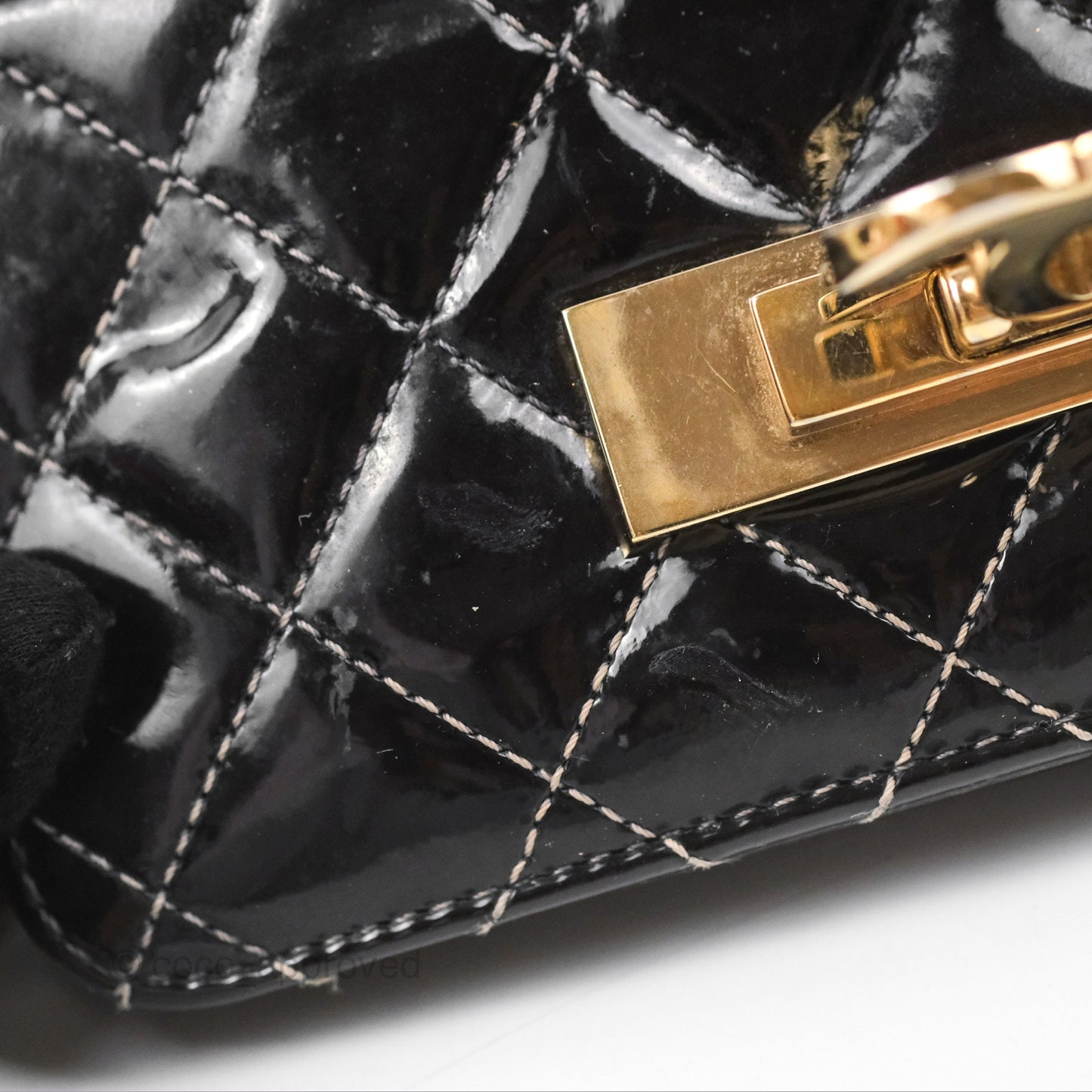 Chanel Golden Class Wallet On Chain WOC Black Patent Gold Hardware