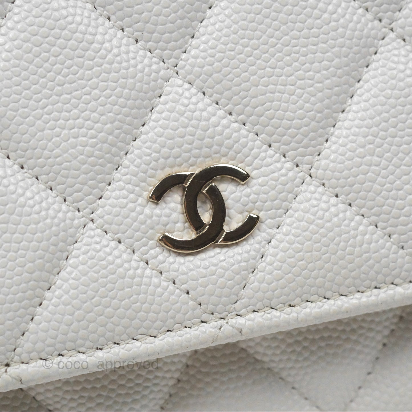 Chanel Quilted Classic Wallet on Chain WOC White Caviar Gold Hardware