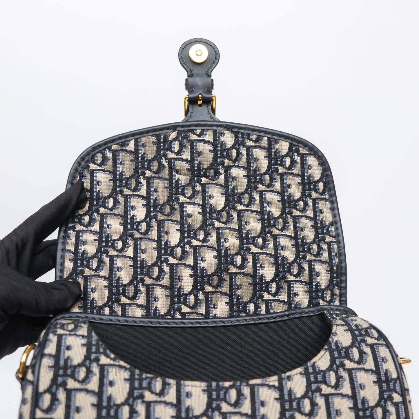 Christian Dior Medium Bobby Bag Blue Oblique Jacquard Canvas