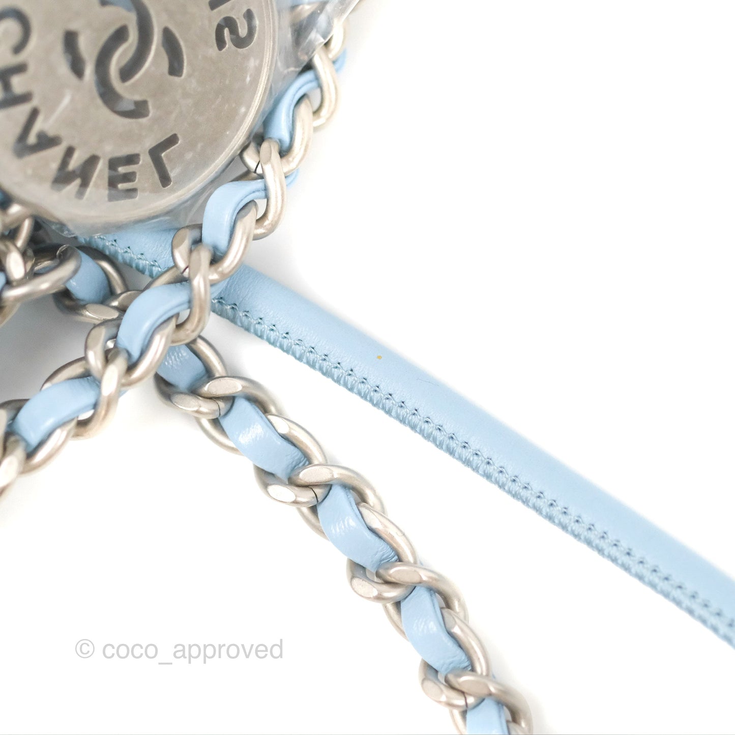 Chanel 22 Mini Bag Light Blue Crumpled Calfskin