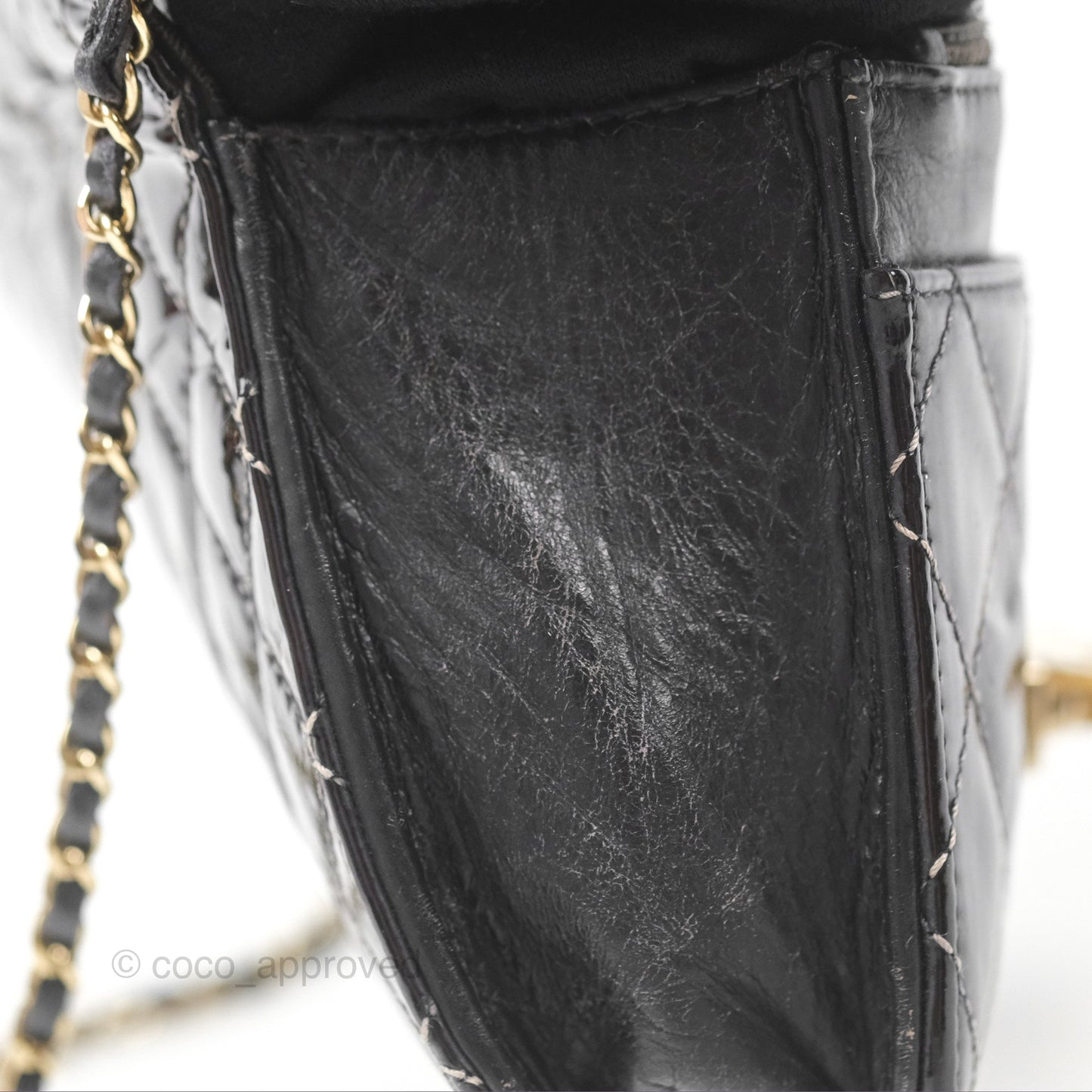 Chanel Golden Class Wallet On Chain WOC Black Patent Gold Hardware