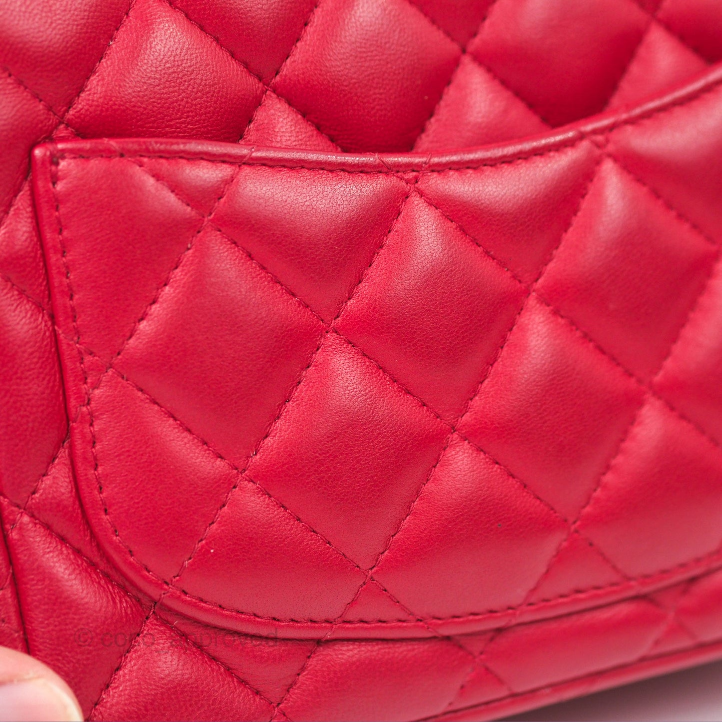 Chanel Mini Square Flap Red Lambskin Light Gold Hardware