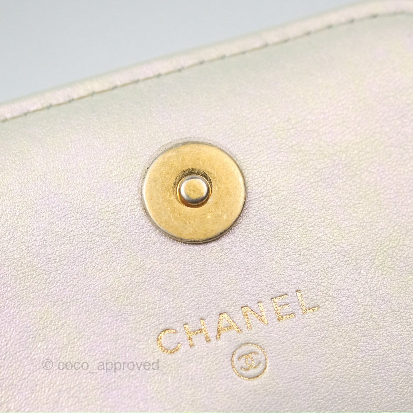 Chanel 19 Phone Holder Iridescent Ivory Mixed Hardware