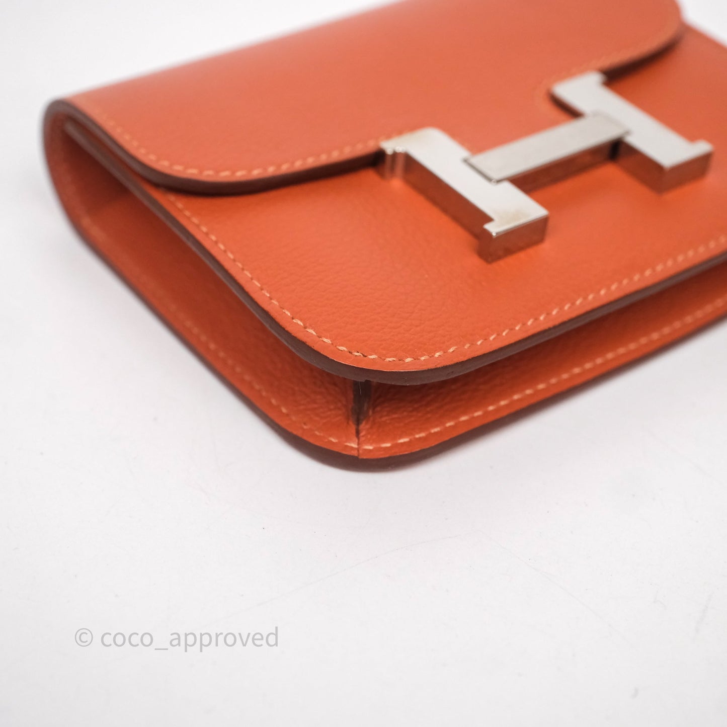 Hermès Constance Slim Wallet Blush J9/ Bleu Frida 0F Evercolor Palladium Hardware