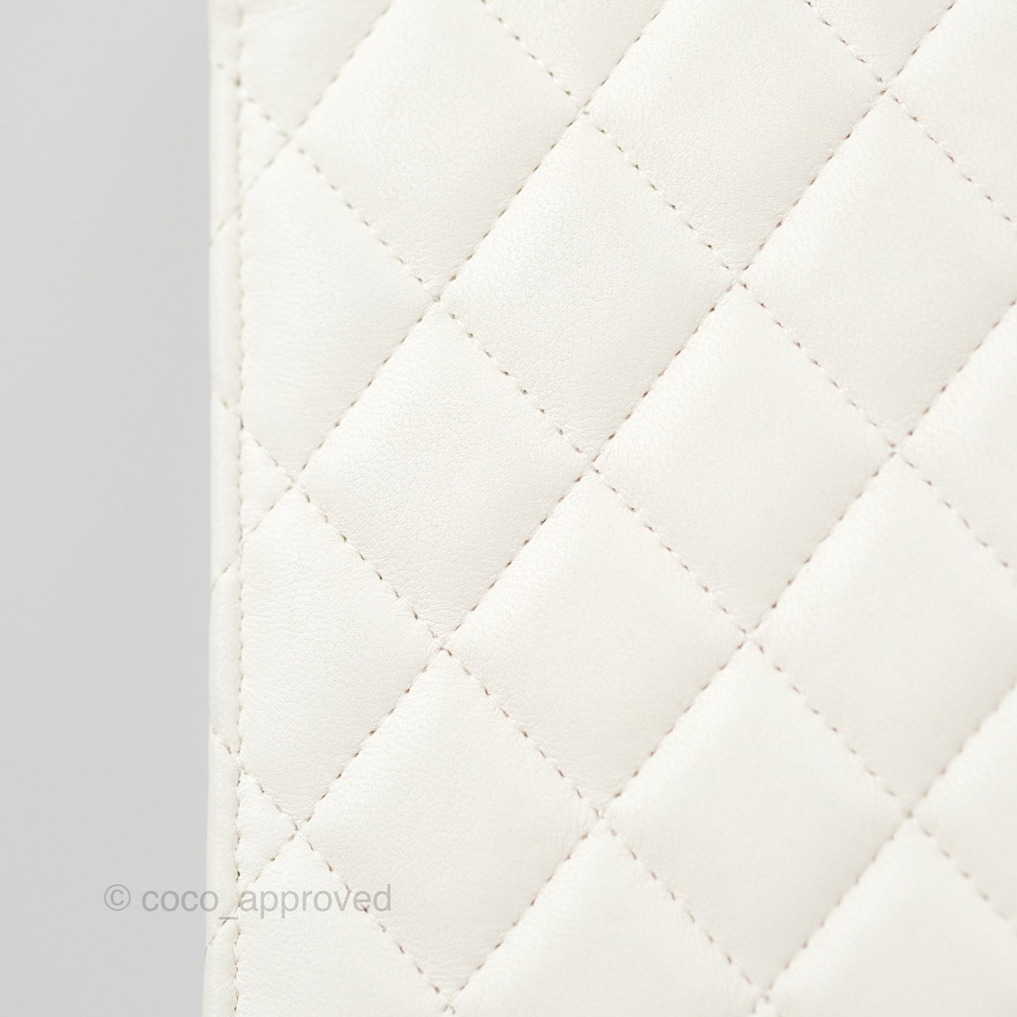 Chanel Quilted Pearl Crush Phone Holder With Chain White Lambskin