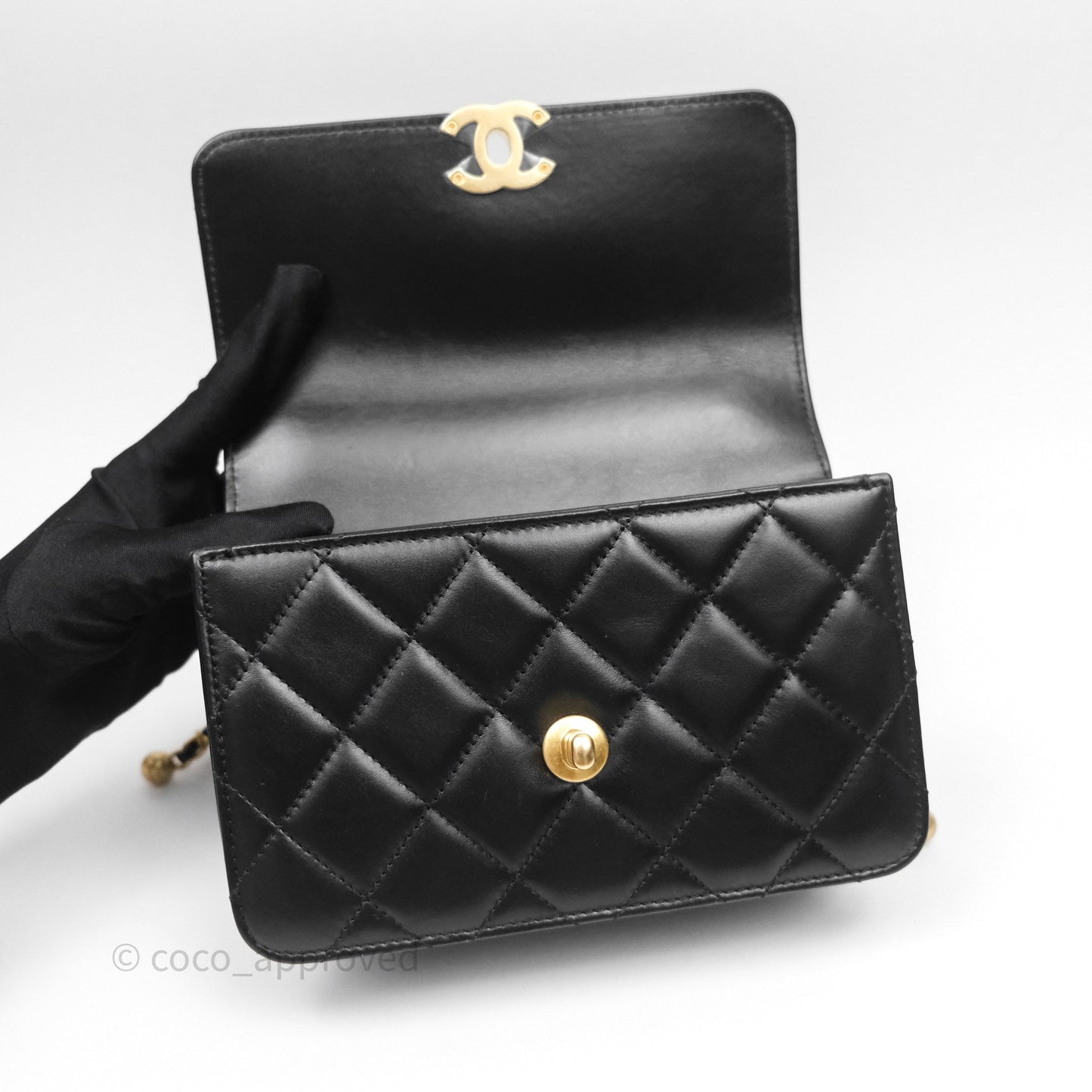 Chanel Quilted Mini Perfect Fit Adjustable Black Calfskin Gold Hardware