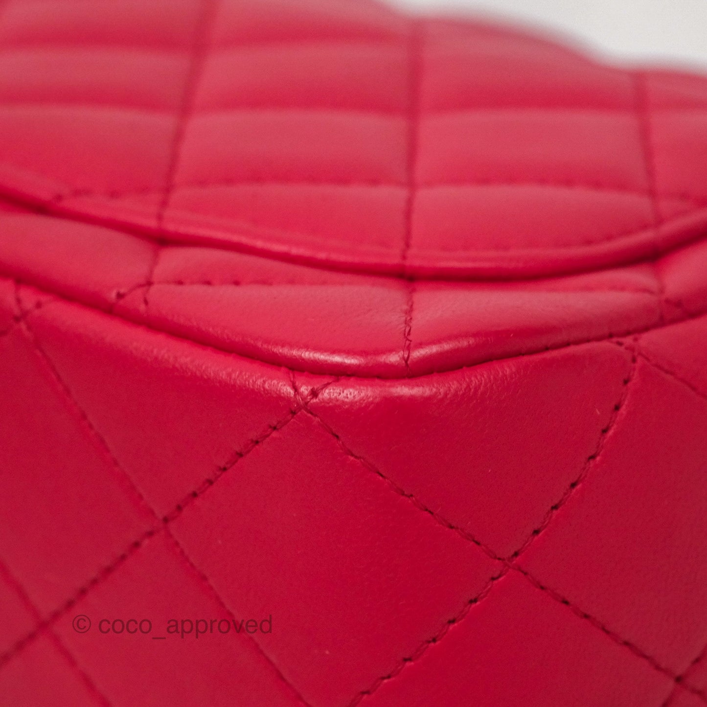 Chanel Mini Square Quilted Red Lambskin Gold Hardware