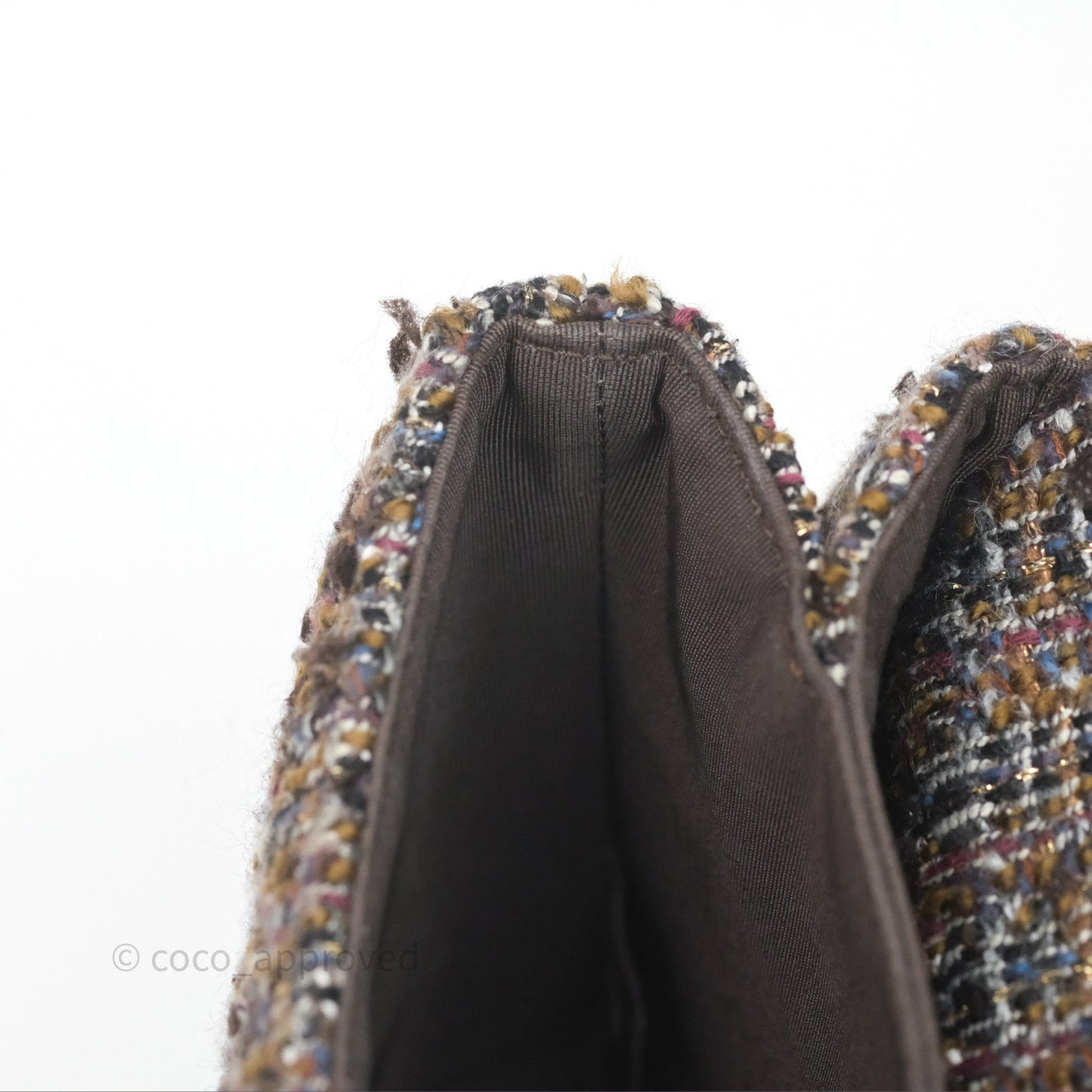 Chanel Top Handle Flap Bag Tweed Gold Hardware