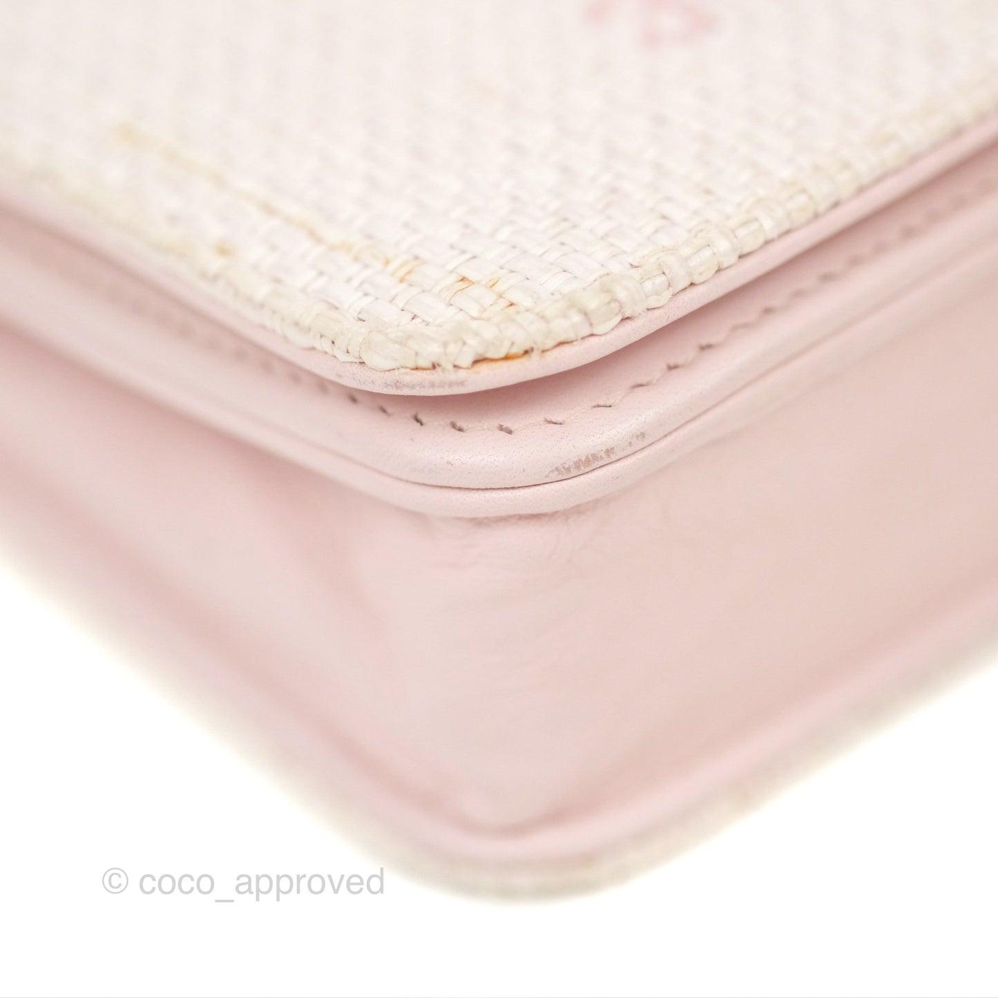 Chanel Deauville Wallet On Chain WOC Pink Canvas Silver Hardware