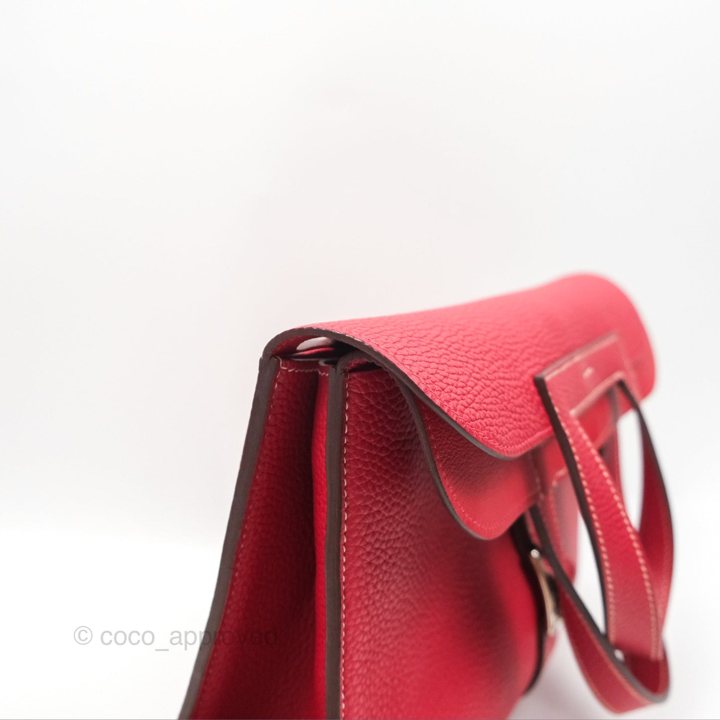 Hermès Halzan 31 Rouge Casque Clemence Palladium Hardware