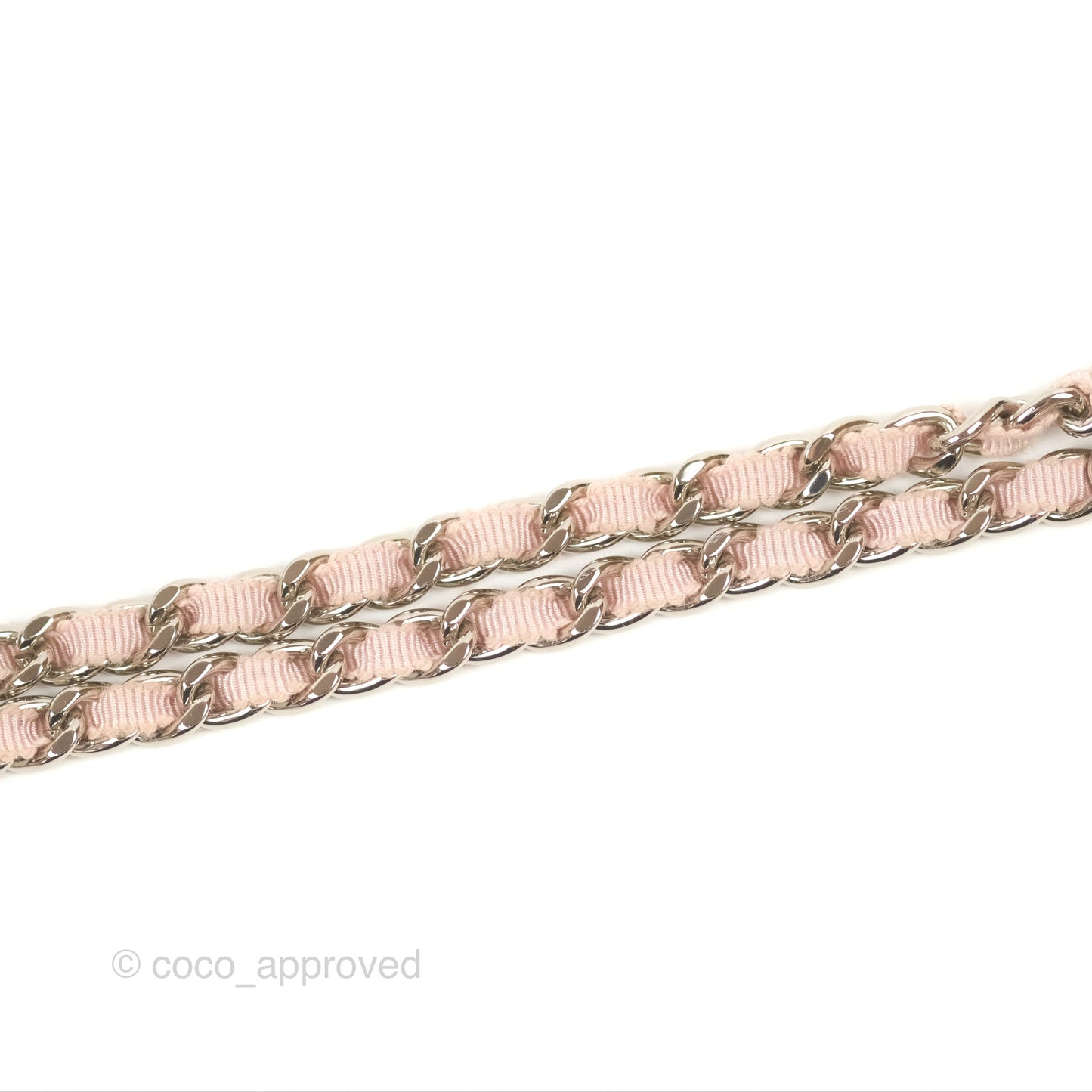 Chanel Deauville Wallet On Chain WOC Pink Canvas Silver Hardware