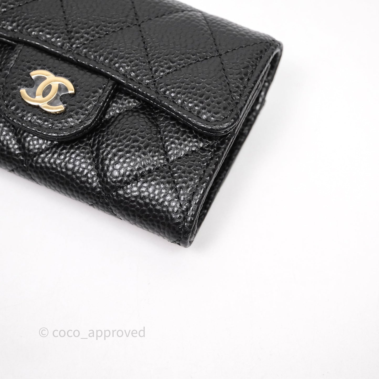 Chanel Quilted Flap Card Holder Caviar Black Gold Hardware