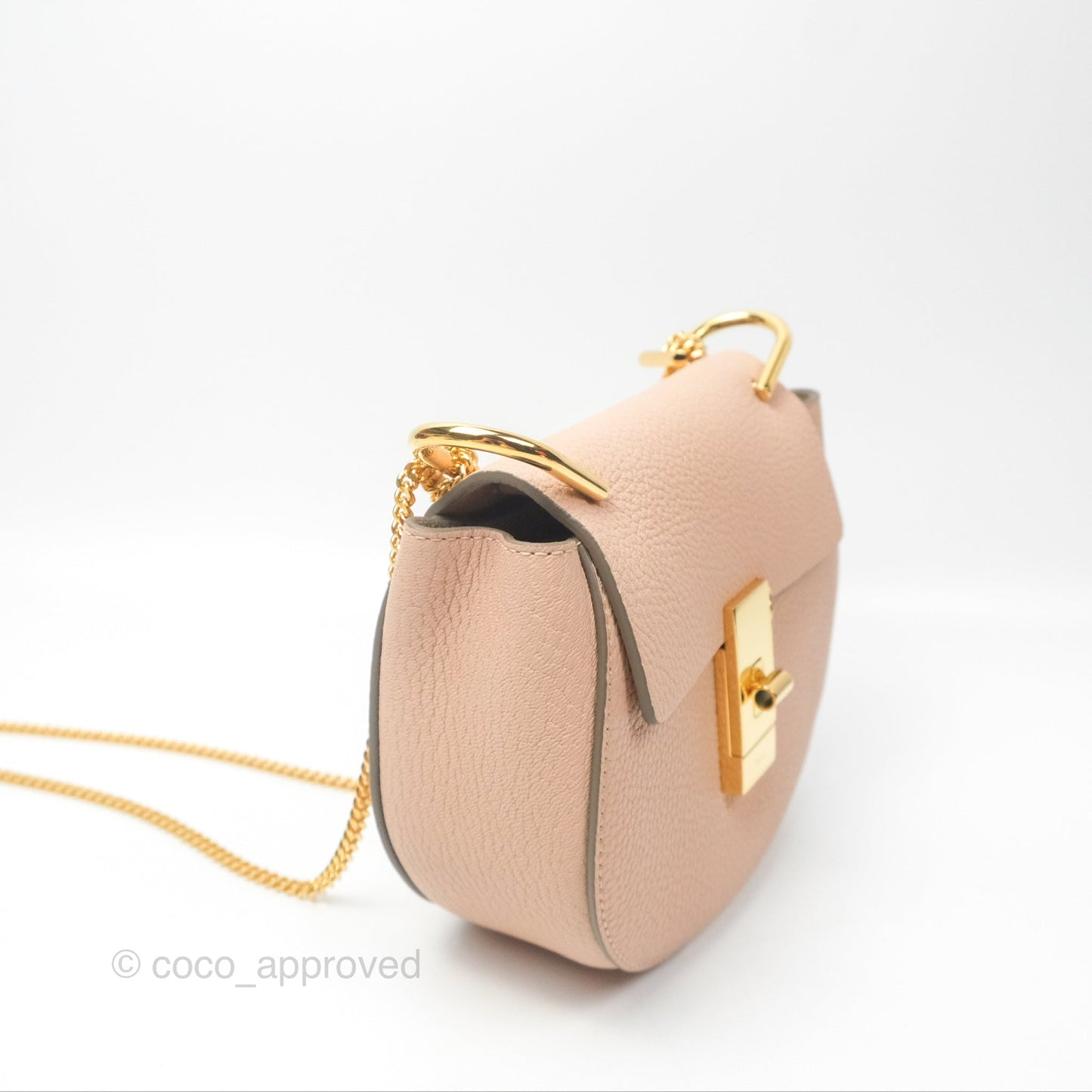 Chloe Drew Crossbody Bag Pink Grained Leather