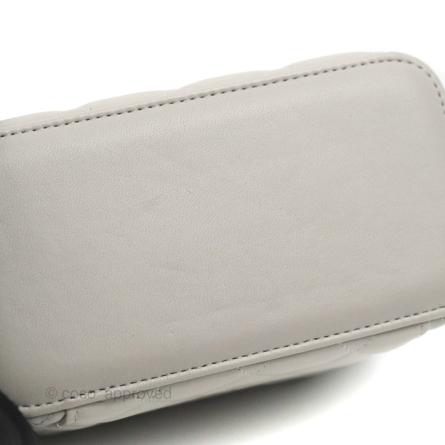 Chanel Vanity Rectangular Top Handle Grey Lambskin Gold Hardware