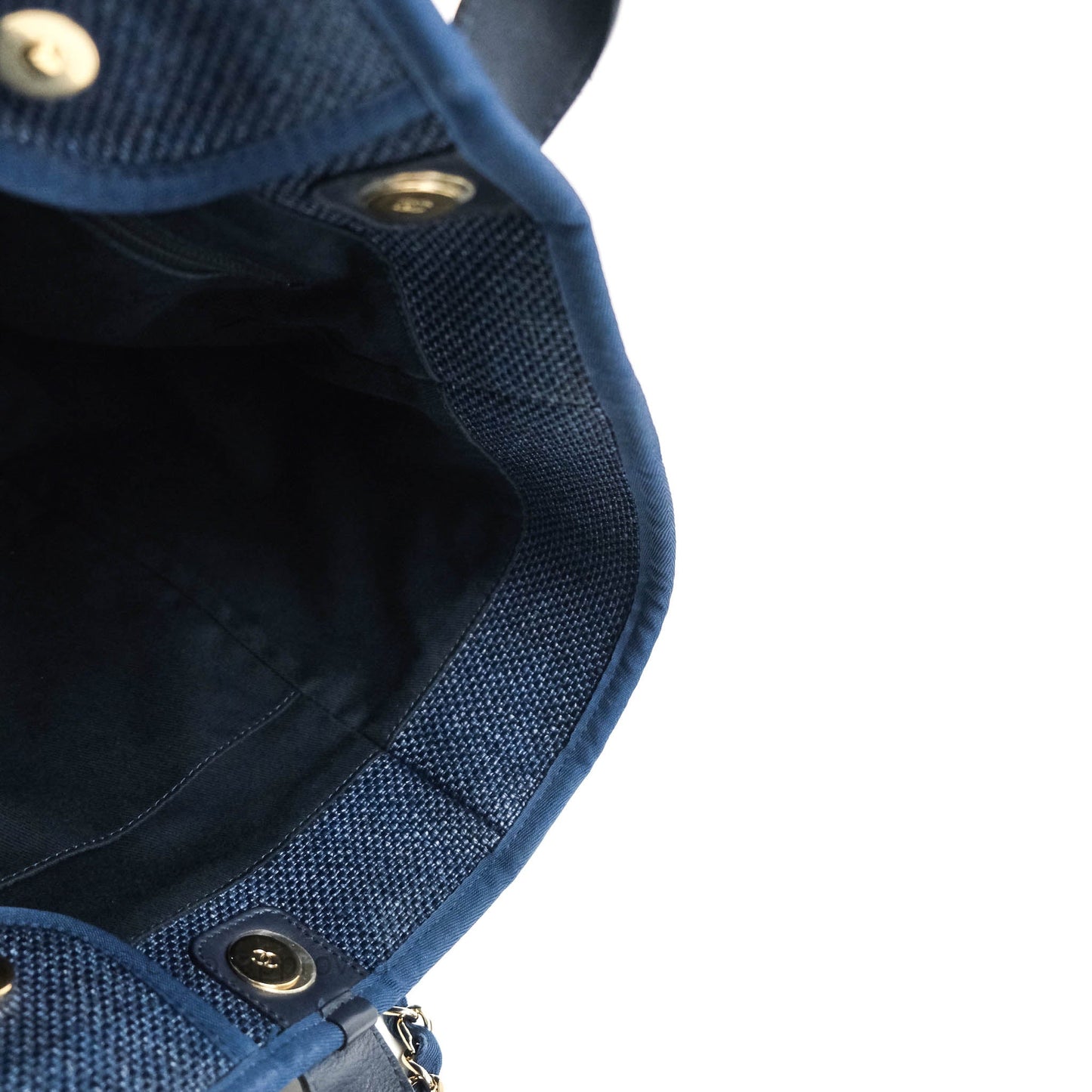 Chanel Large Deauville Blue Canvas Gold Hardware