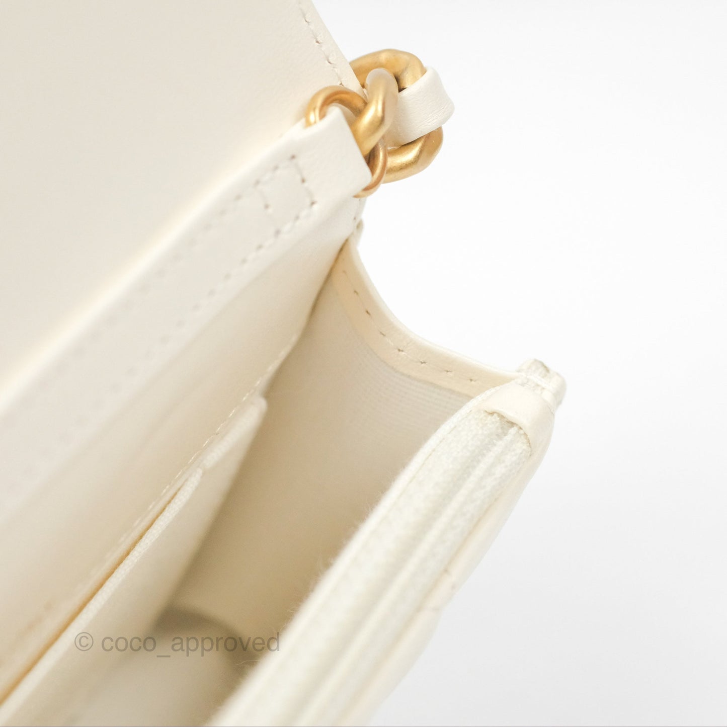 Chanel 19 Clutch With Chain Ivory White Lambskin Mixed Hardware