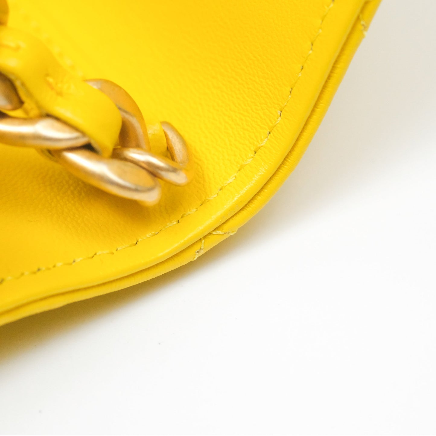 Chanel Lacquered Chain Mini WOC Yellow Lambskin