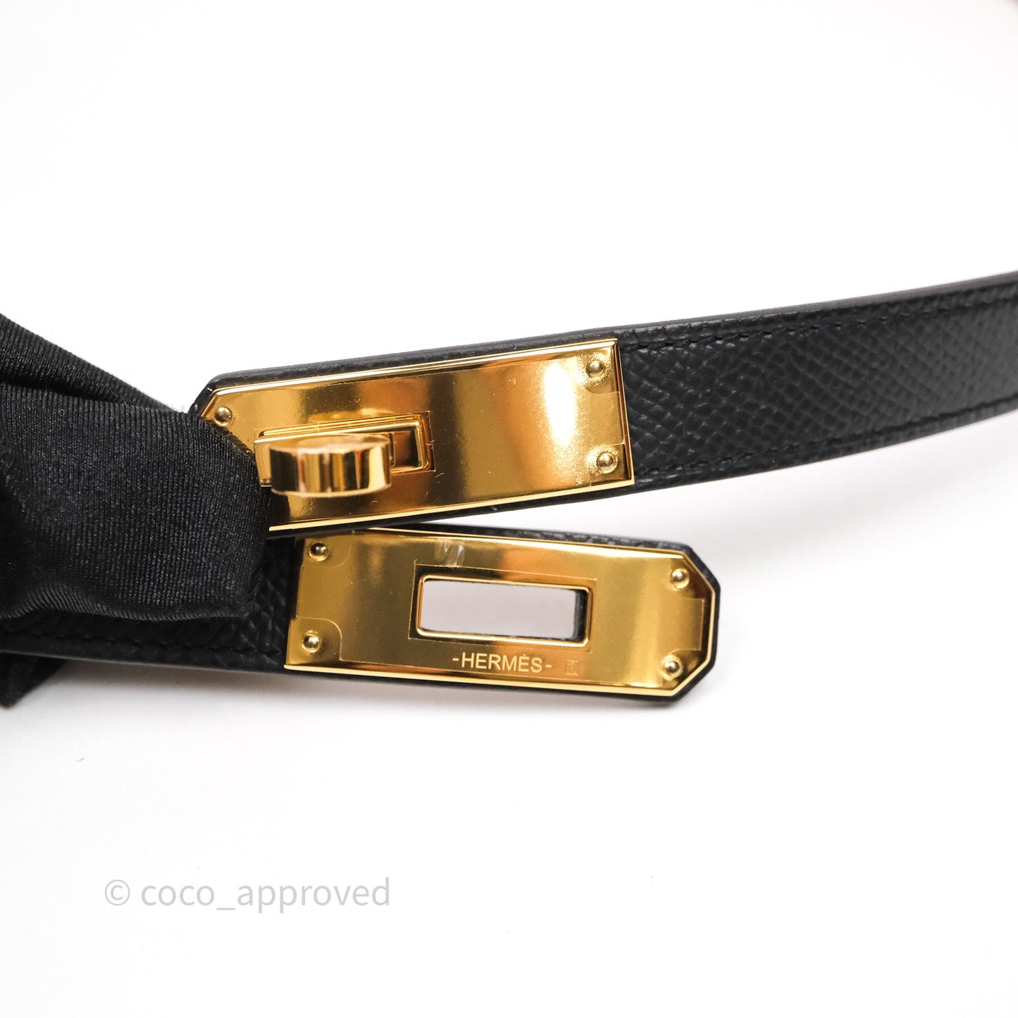 Hermès Kelly Buckle Belt Black Noir Epsom Gold Hardware