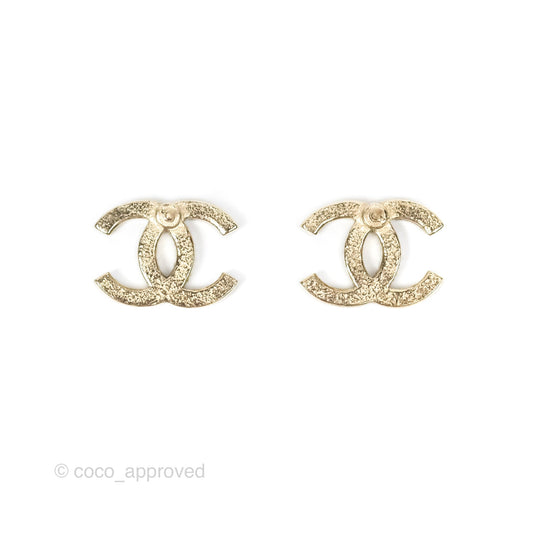 Chanel CC Crystals Earrings Gold Tone 15P