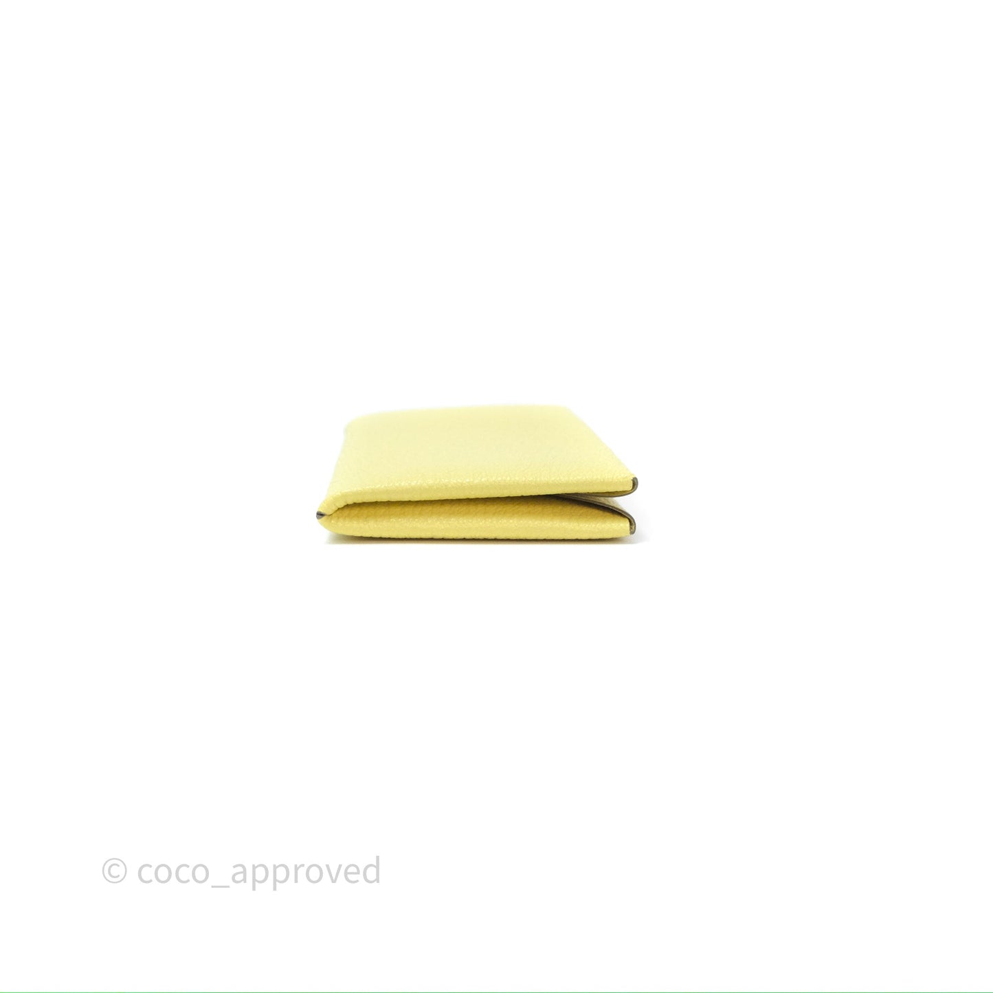 Hermès Calvi Card Holder Limoncello Chèvre Mysore Palladium Hardware