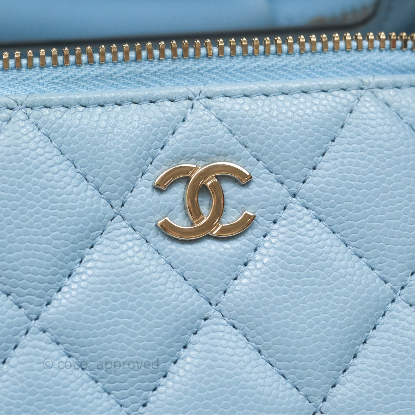 Chanel Classic Mini Vanity With Chain Light Blue Caviar Gold Hardware