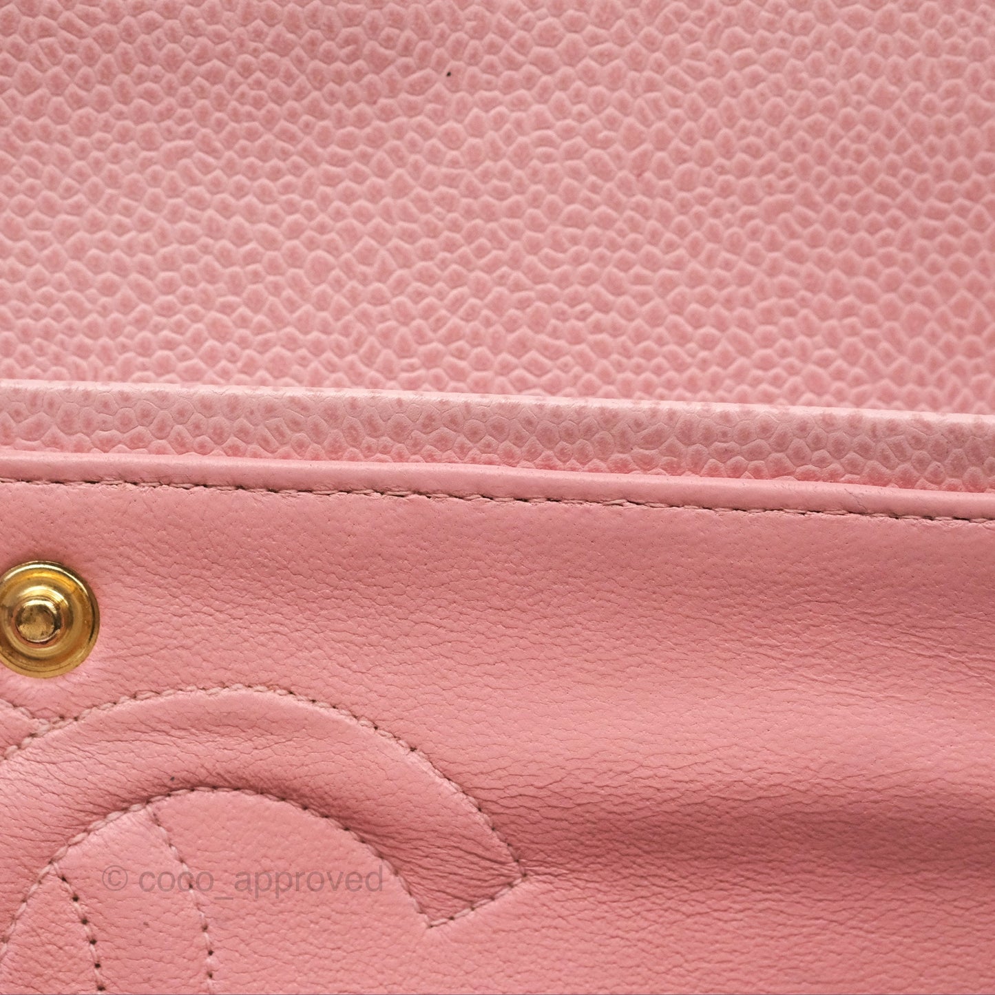 Chanel Vintage Classic M/L Medium Flap Quilted Sakura Pink Caviar 24K Gold Hardware