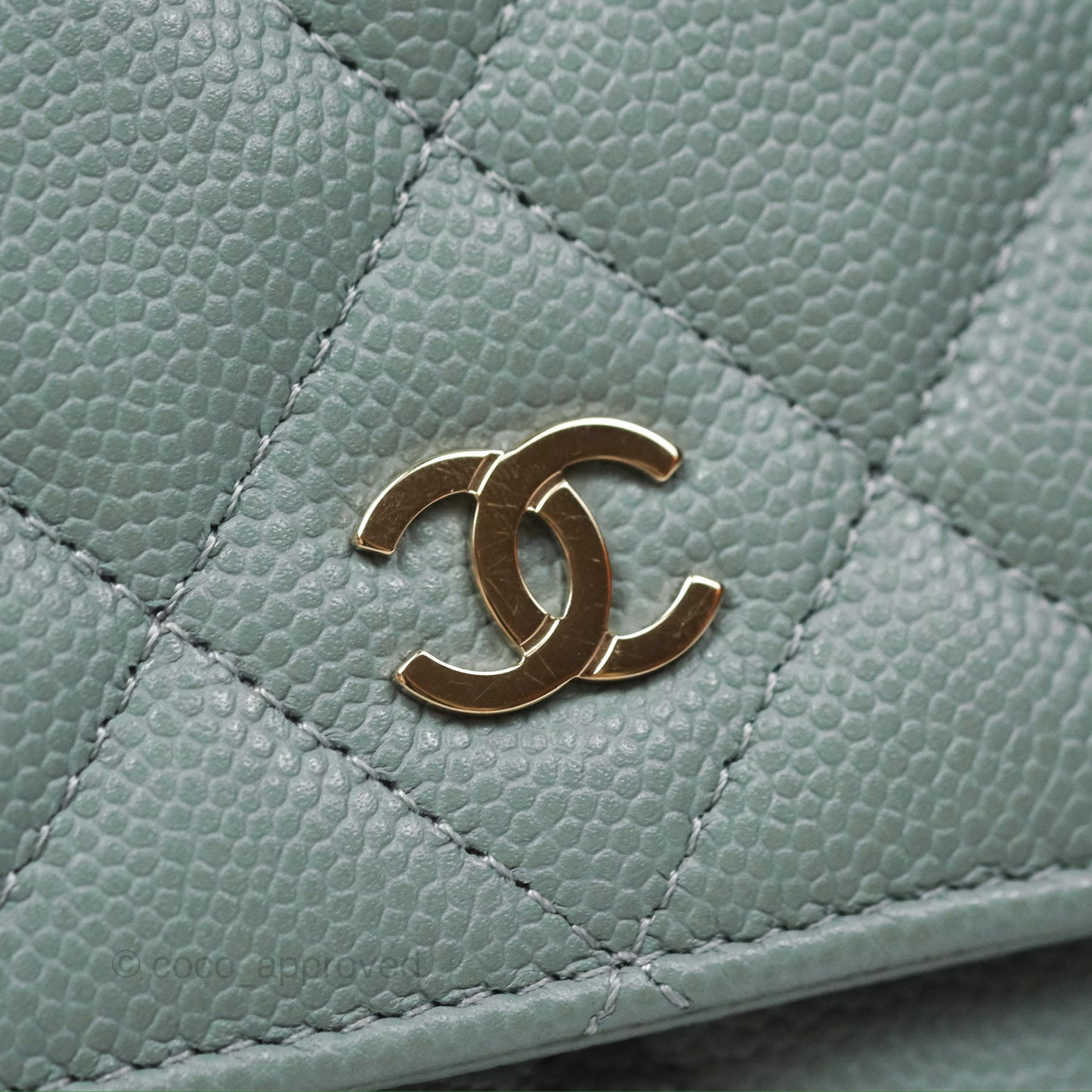 Chanel Quilted Classic Wallet on Chain WOC Green Caviar Silver Hardware