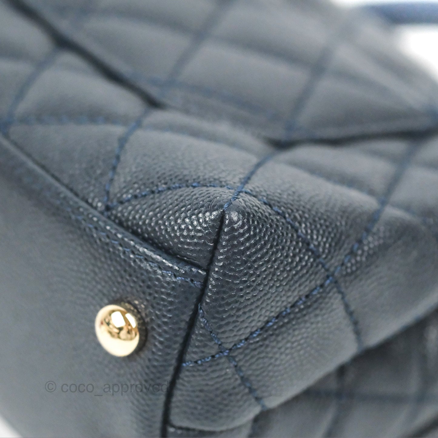 Chanel Mini Coco Handle Quilted Navy Caviar Gold Hardware