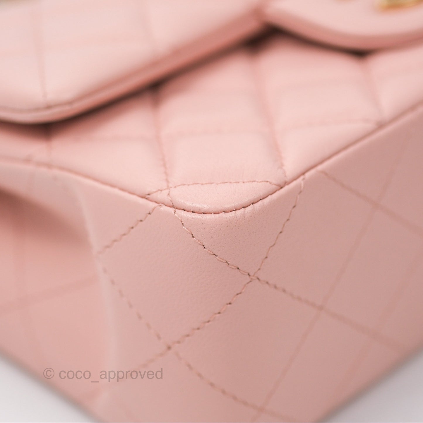 Chanel Quilted Mini Rectangular Flap Baby Pink Lambskin Gold Hardware