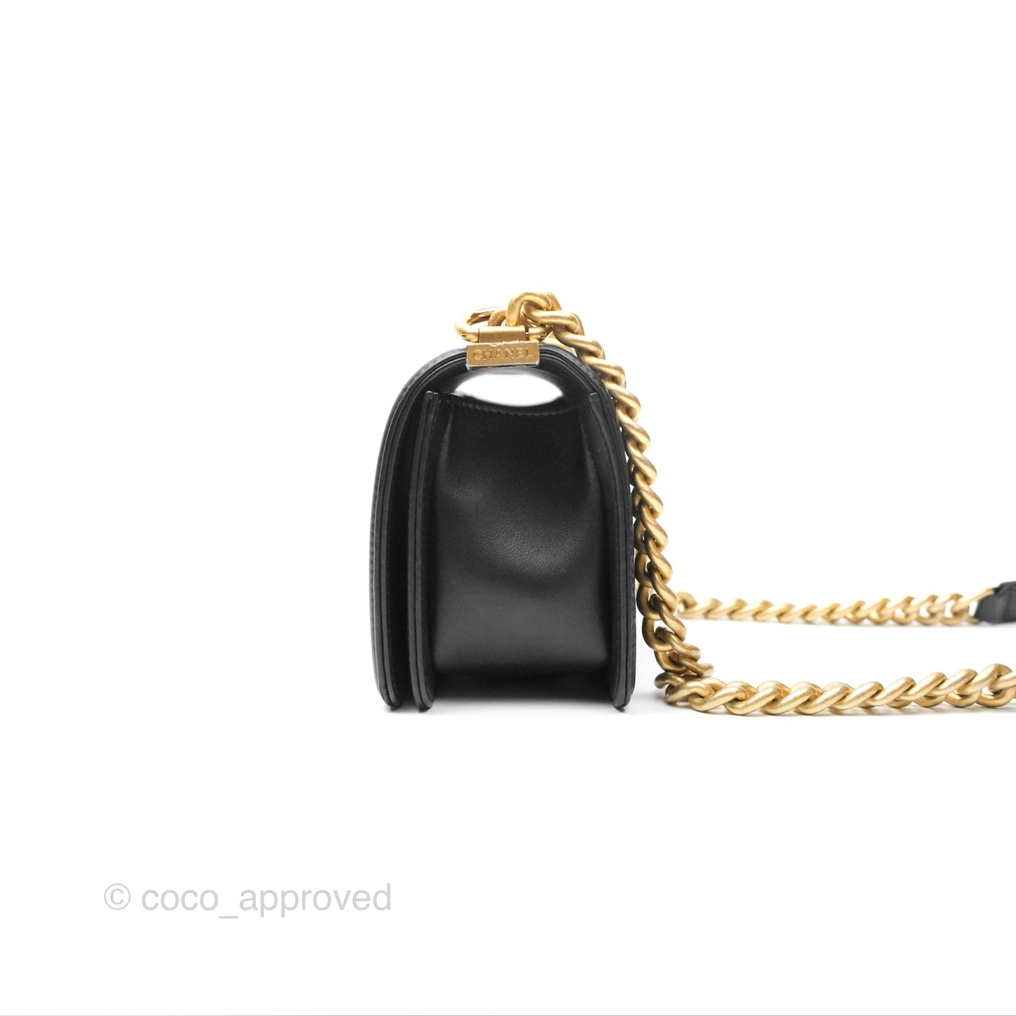Chanel Small Boy Black Calfskin Gold Hardware
