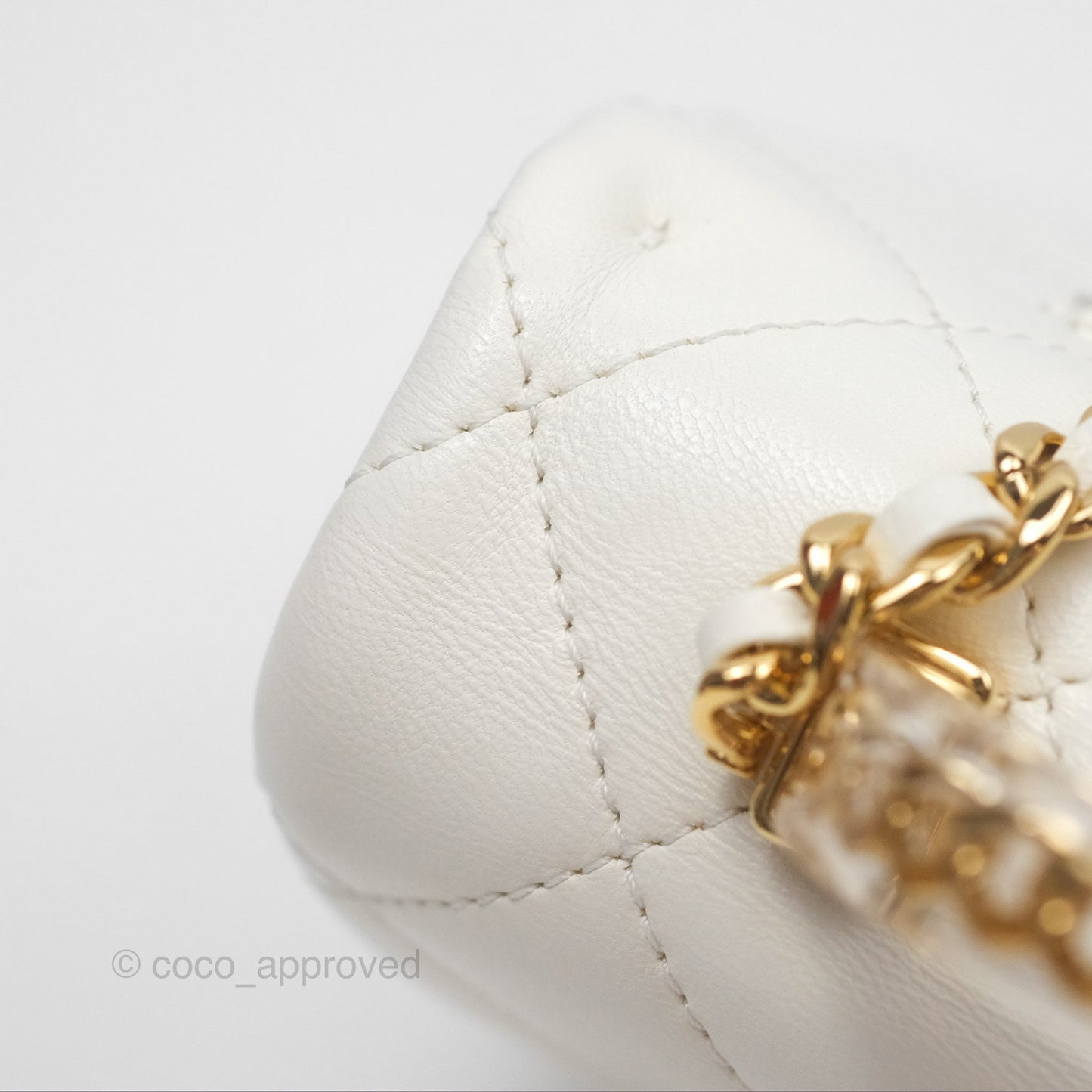 Chanel Top Handle Mini Flap Ivory White Lambskin Gold Hardware