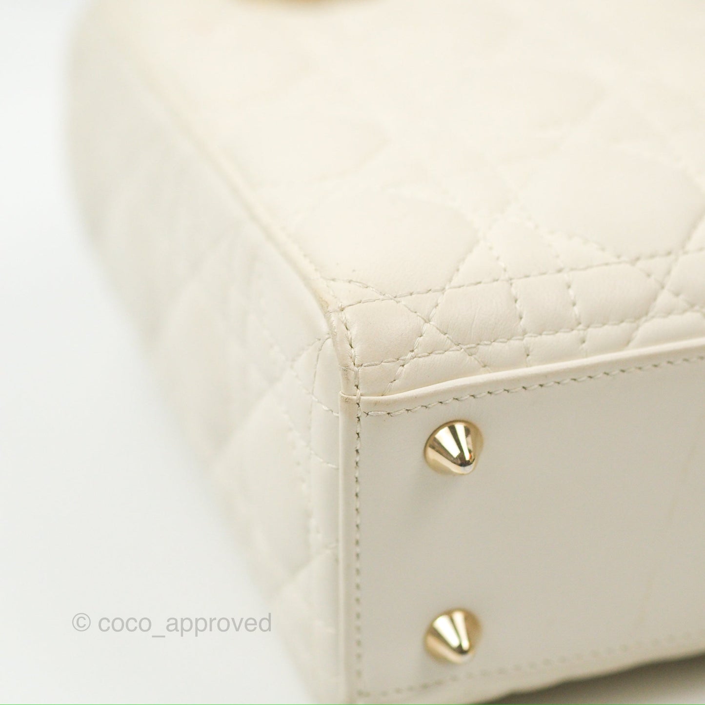 Christian Dior My ABCDior Lady Dior White Cannage Lambskin Gold Hardware