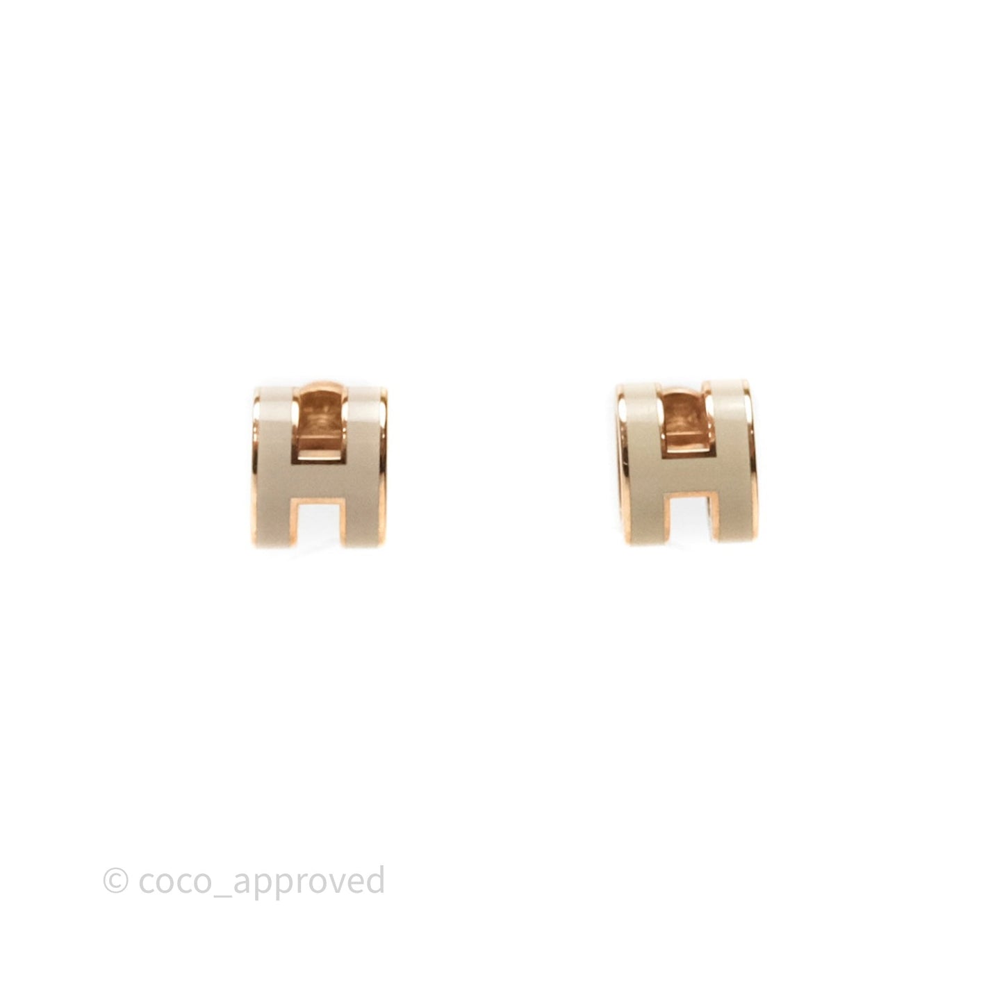 Hermès Mini Pop H Earrings Marron Glace Rose Gold