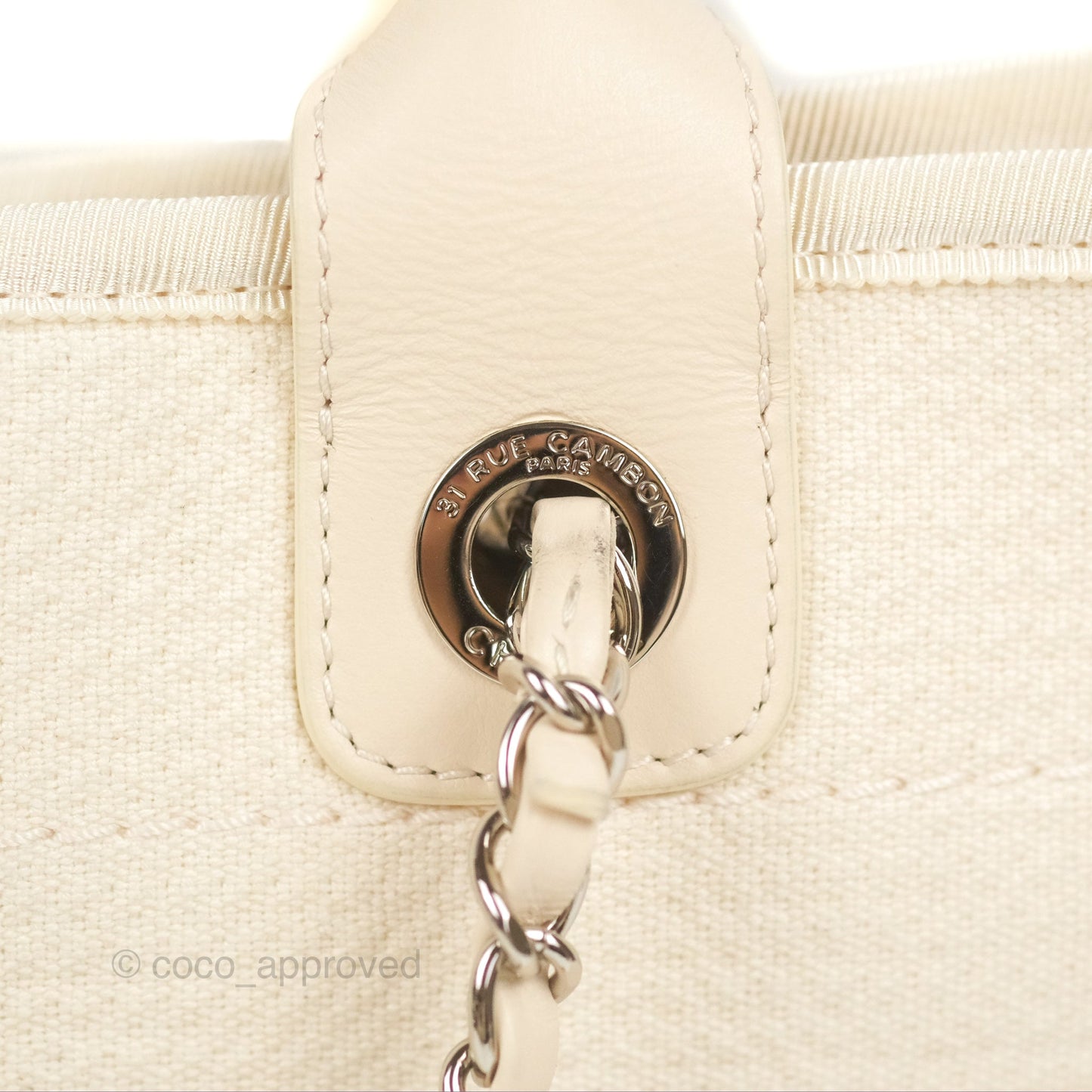 Chanel New Small Deauville Cream Ivory Canvas