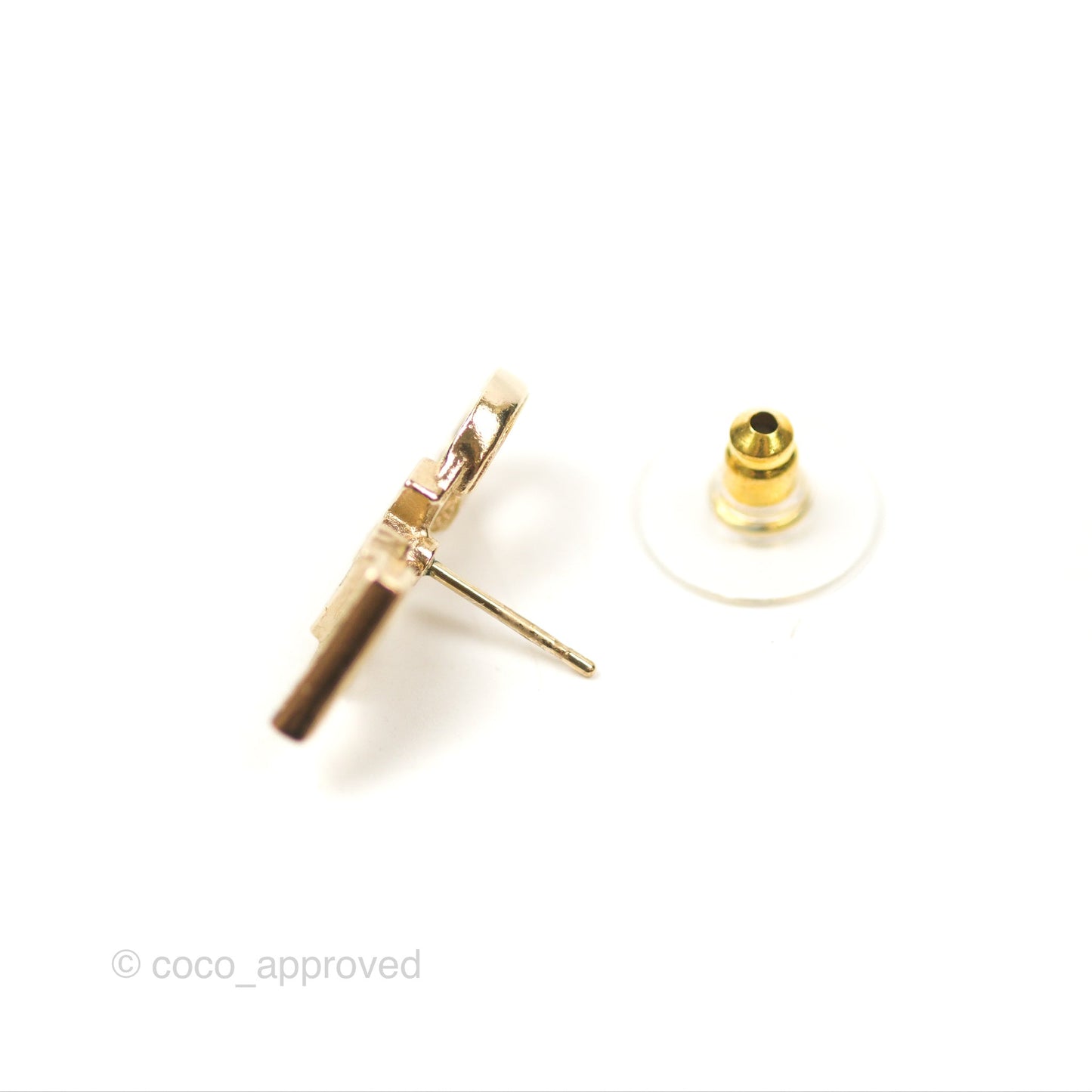 Chanel Logo CHA-NEL Crystal Earrings Gold Tone 20B